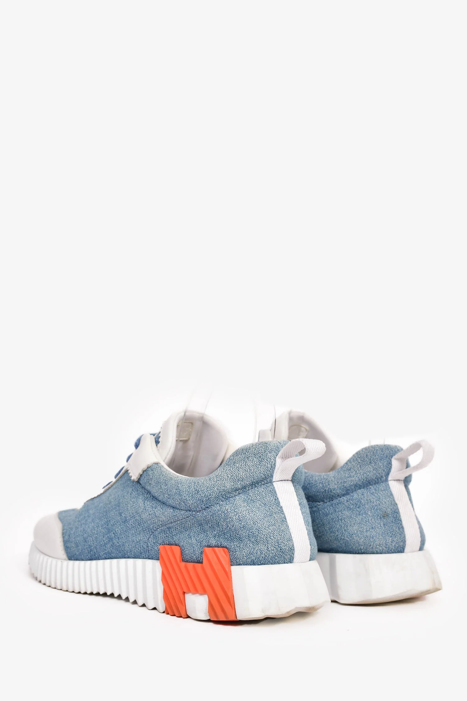 Hermes Blue/White Denim/Leather H 'Bouncing' Sneakers Size 40.5 - Image 5