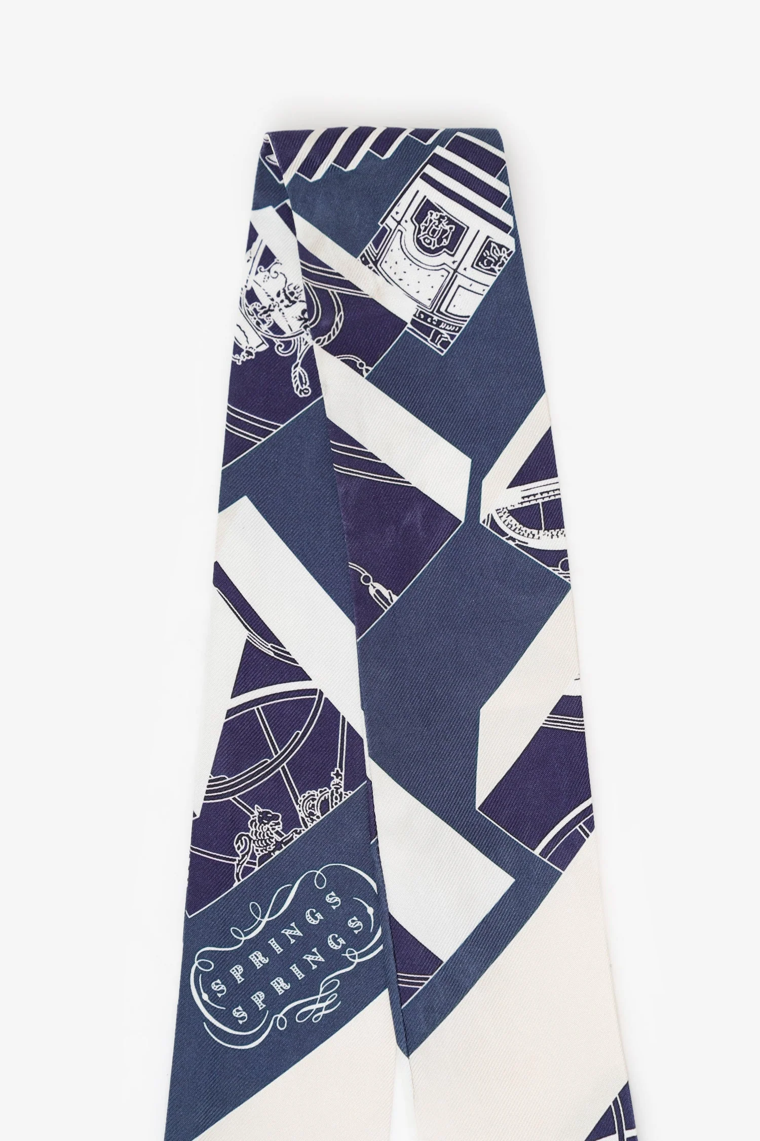Hermès Blue/White 'Space Derby' Twilly - Image 3