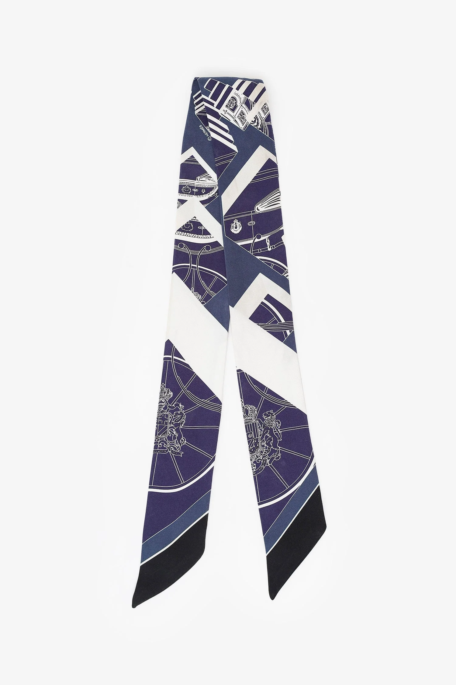 Hermès Blue/White 'Space Derby' Twilly - Image 4