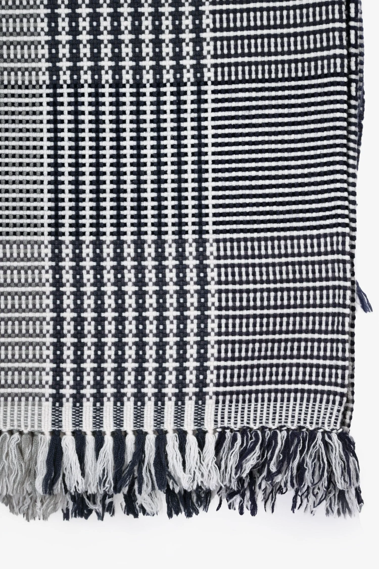 Hermès Blue/White Woven Knit Cashmere Blanket 200cm - Image 2