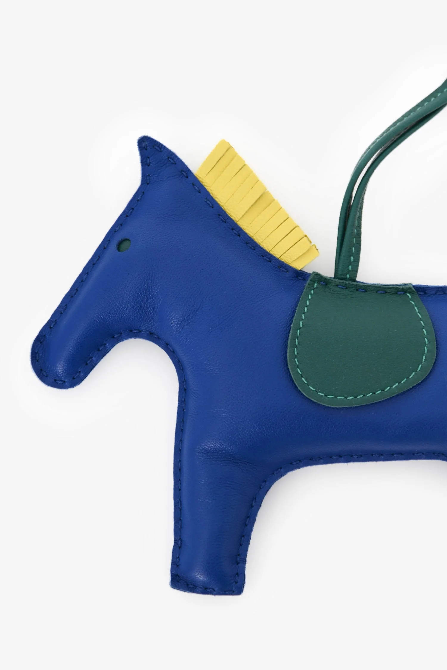 Hermés Blue/Yellow/Green Tricolour Milo Leather Rodeo GM Charm - Image 2