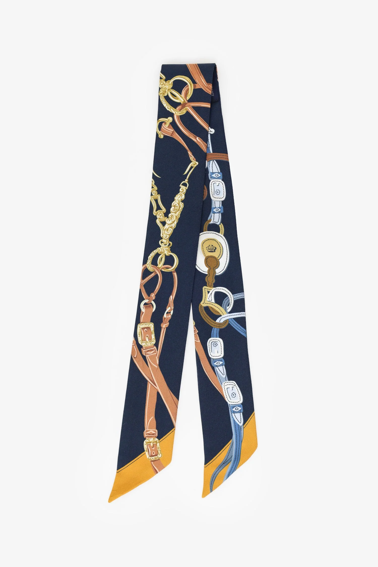 Hermès Blue/Yellow Silk 'Cavalcades' Twilly - Image 4