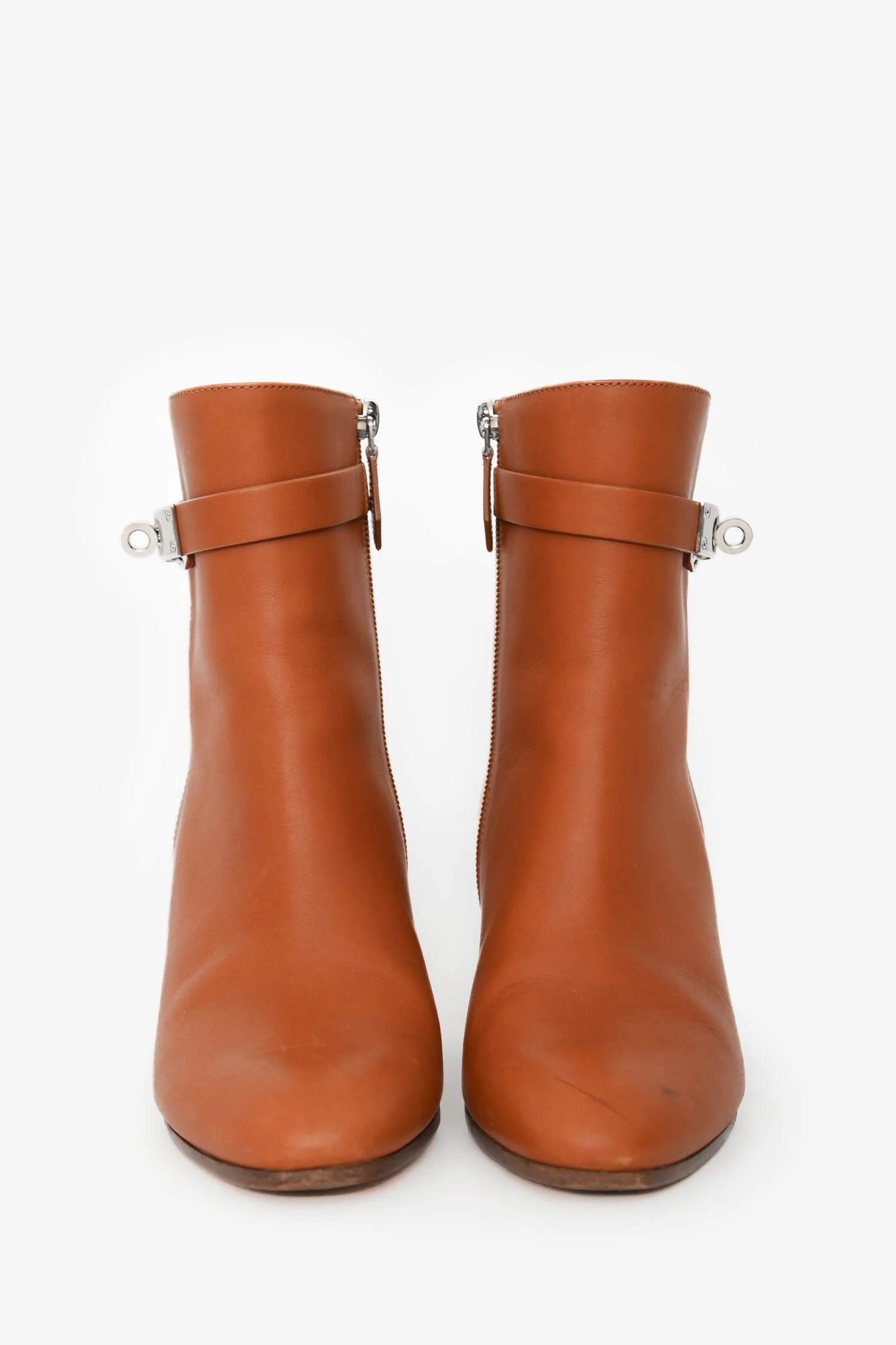 Hermès Brown Leather Kelly Ankle Boots Size 36.5 - Image 3