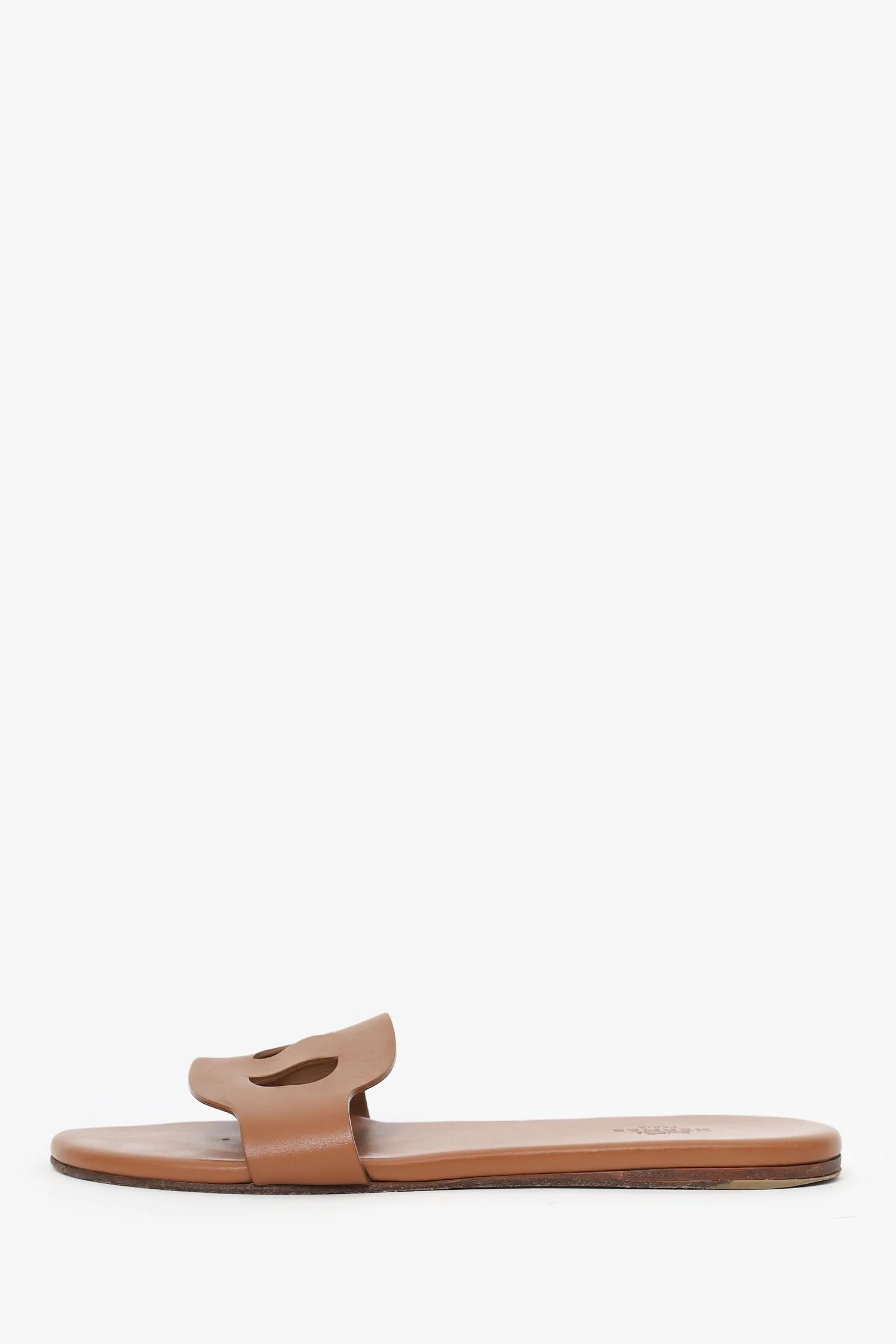 Hermes Brown Leather Lisboa Slides Size 36 - Image 5