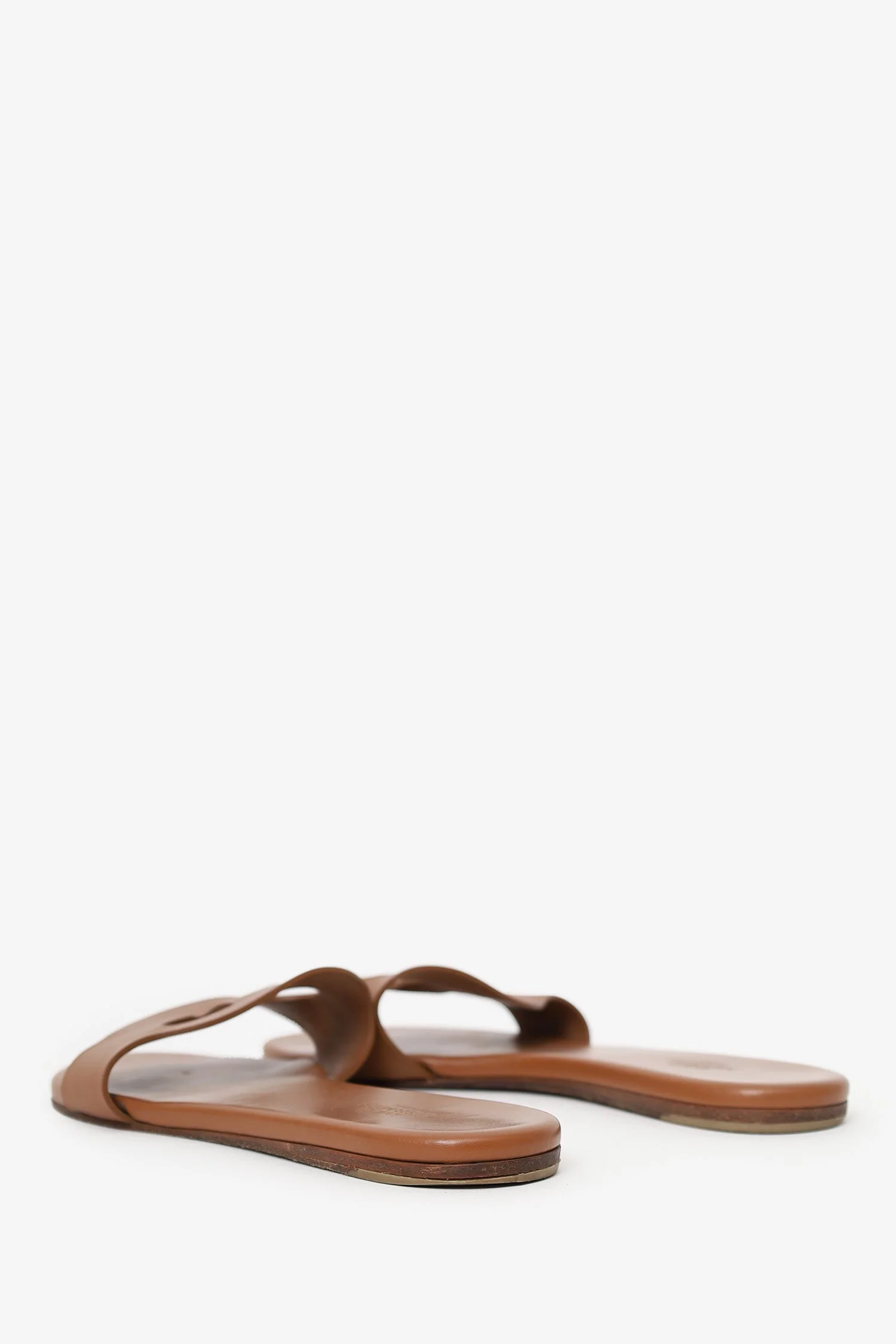 Hermes Brown Leather Lisboa Slides Size 36 - Image 4