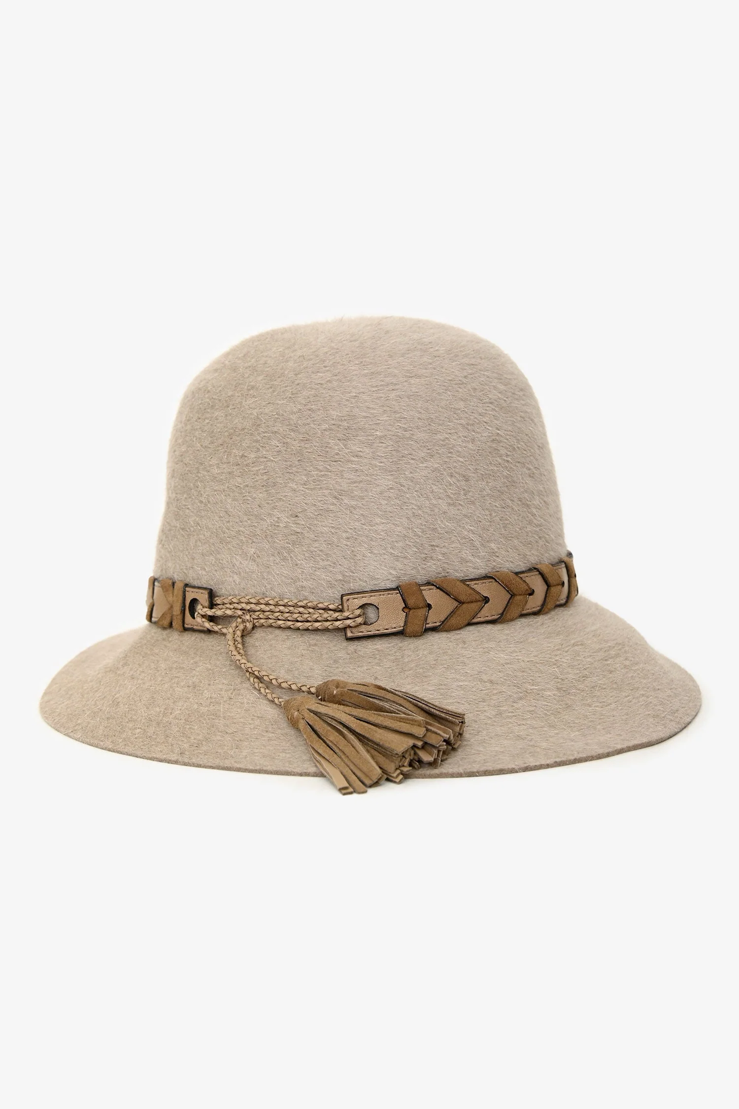 Hermès Brown Rabbit Felt Tasseled Hat Size 55 - Image 2