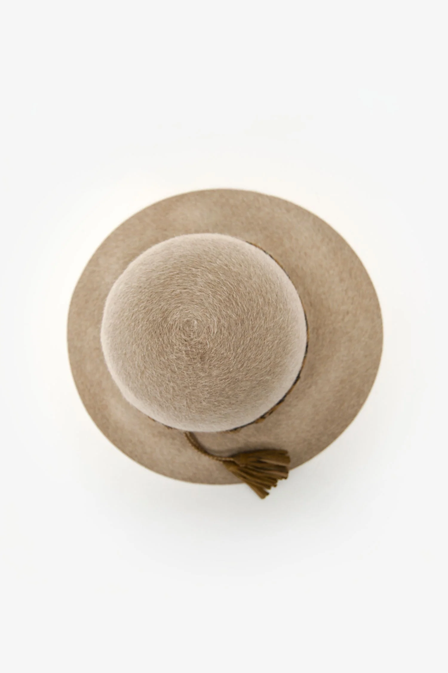 Hermès Brown Rabbit Felt Tasseled Hat Size 55 - Image 3