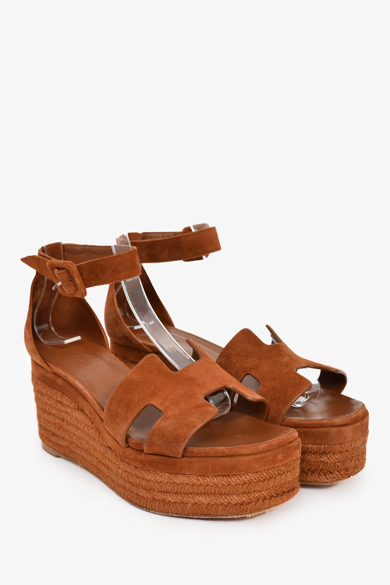 Hermès Brown Suede Espadrille 'Elda' Platform Sandals Size 38 - Image 2