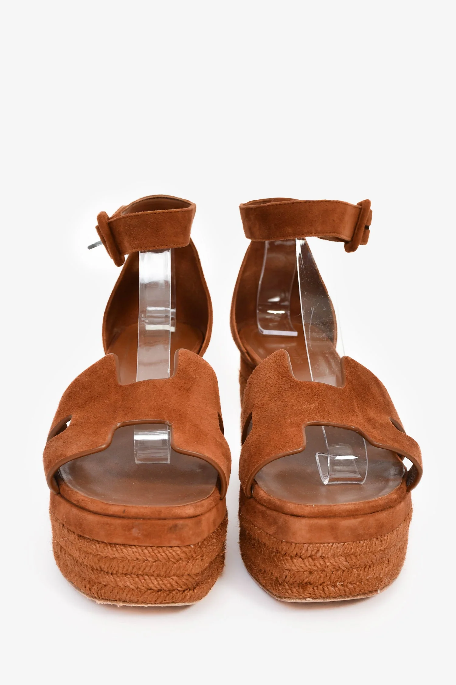 Hermès Brown Suede Espadrille 'Elda' Platform Sandals Size 38 - Image 3