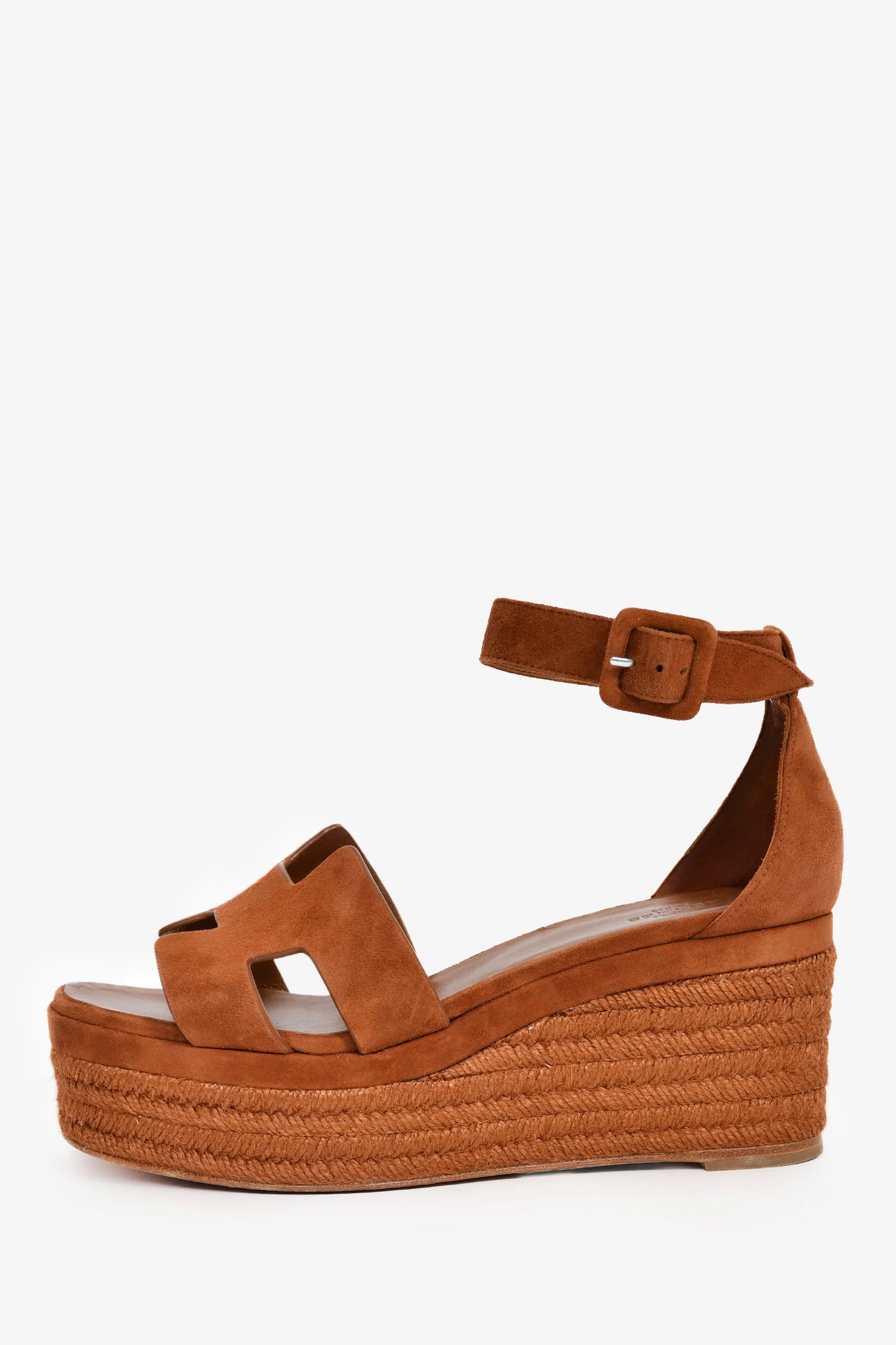 Hermès Brown Suede Espadrille 'Elda' Platform Sandals Size 38 - Image 4