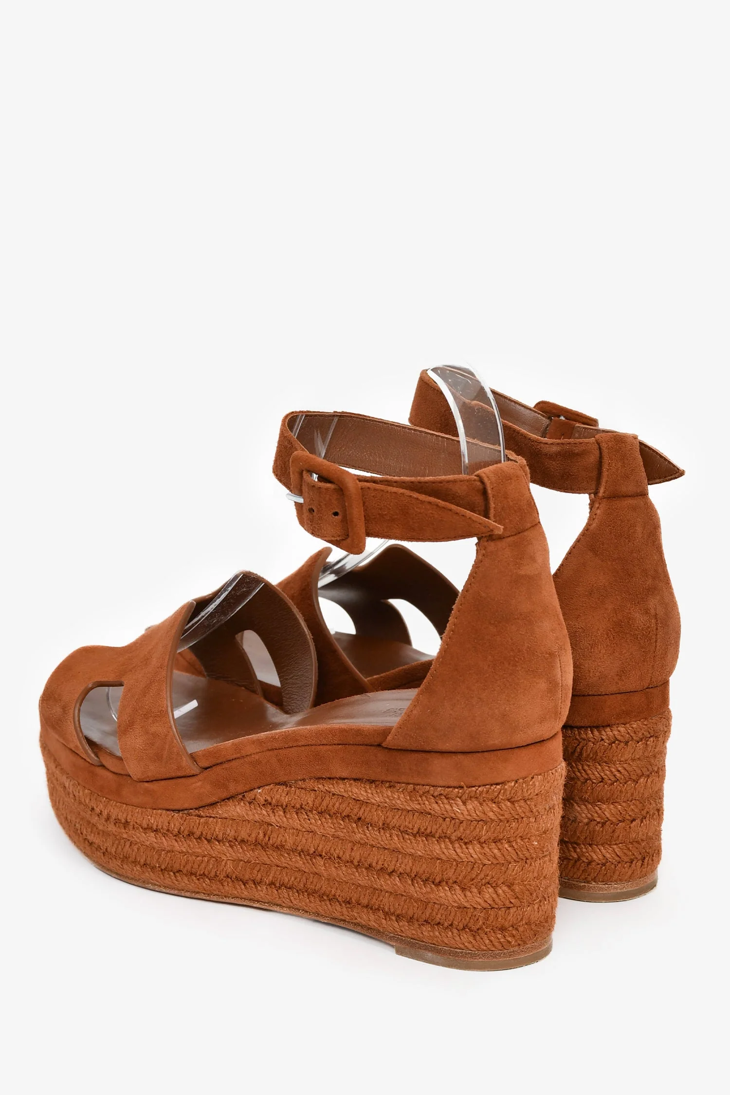 Hermès Brown Suede Espadrille 'Elda' Platform Sandals Size 38 - Image 5