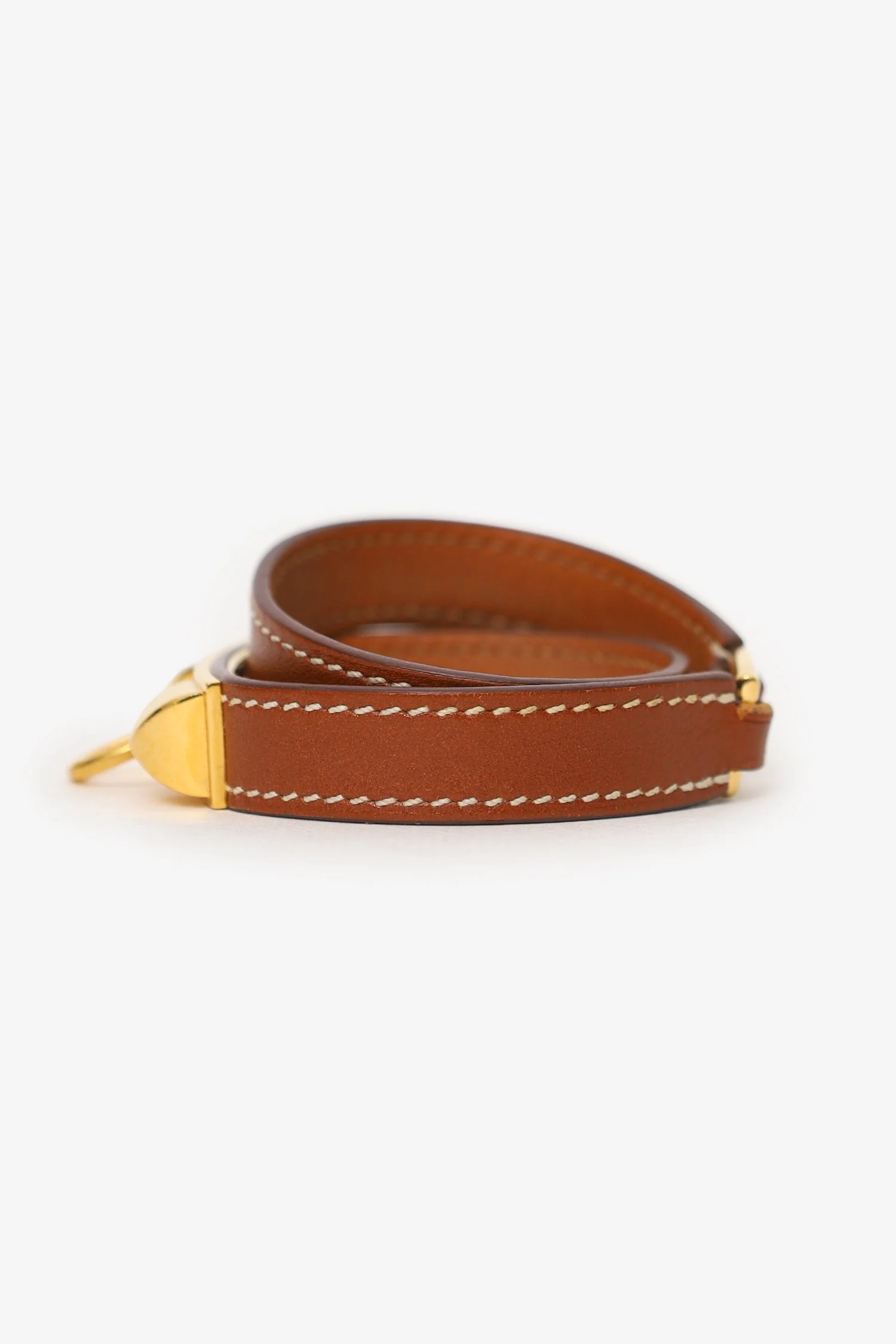 Hermès Brown Swift Leather Rivale Double Tour Bracelet - Image 2