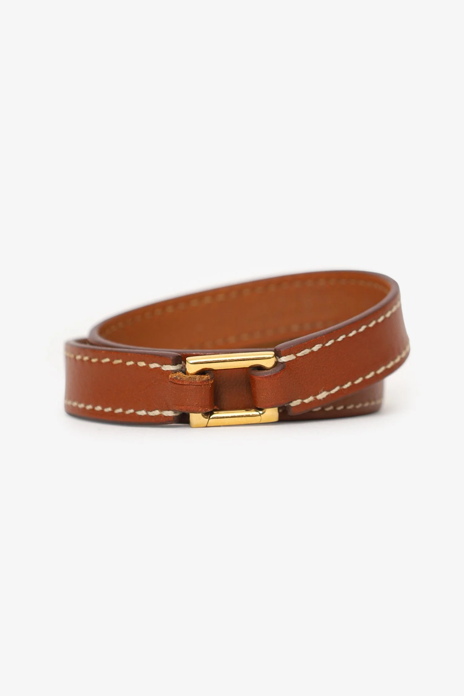 Hermès Brown Swift Leather Rivale Double Tour Bracelet - Image 3