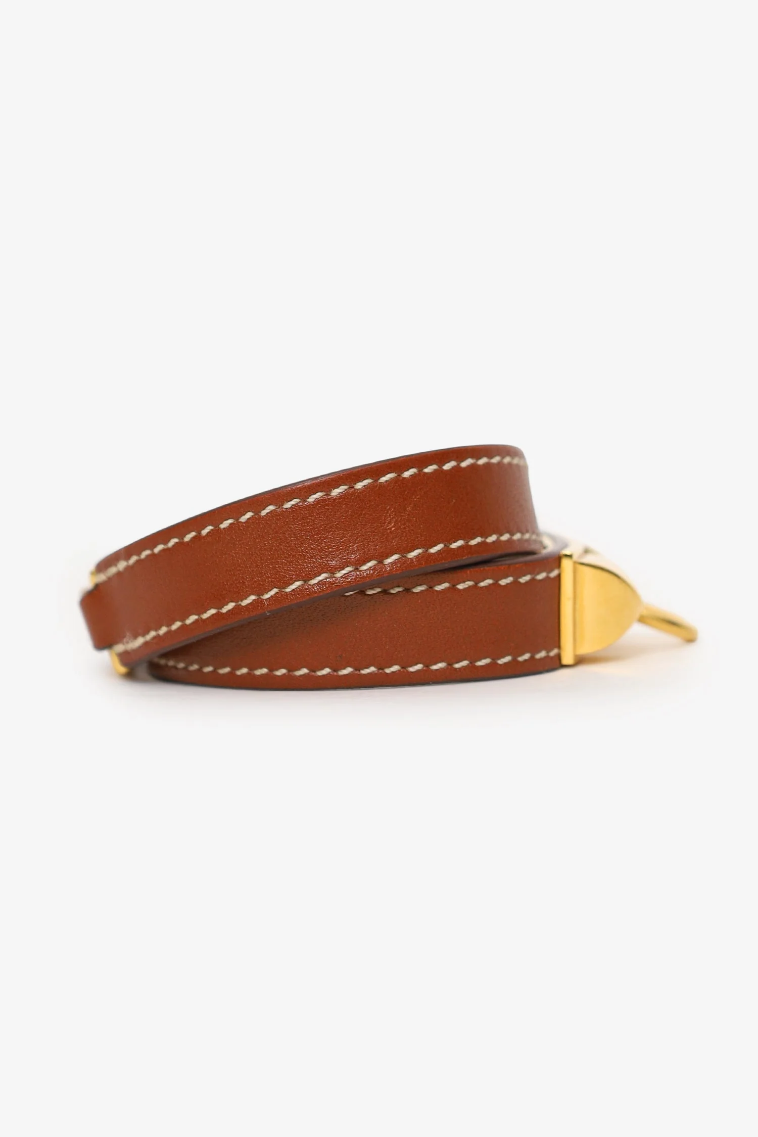 Hermès Brown Swift Leather Rivale Double Tour Bracelet - Image 4