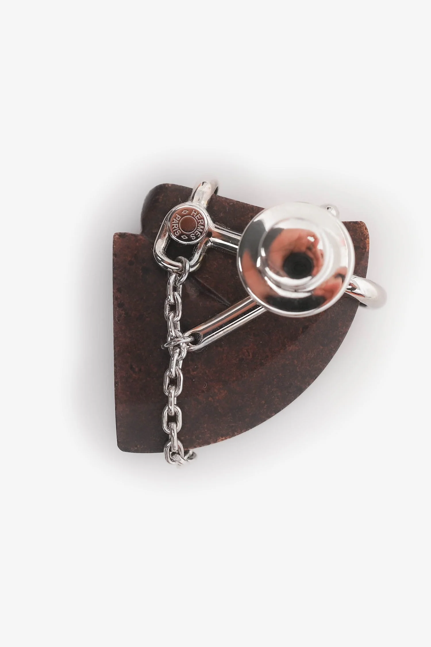 Hermès Brown Vulcanium/Palladium Plated 'Cheval Badge' Brooch - Image 2