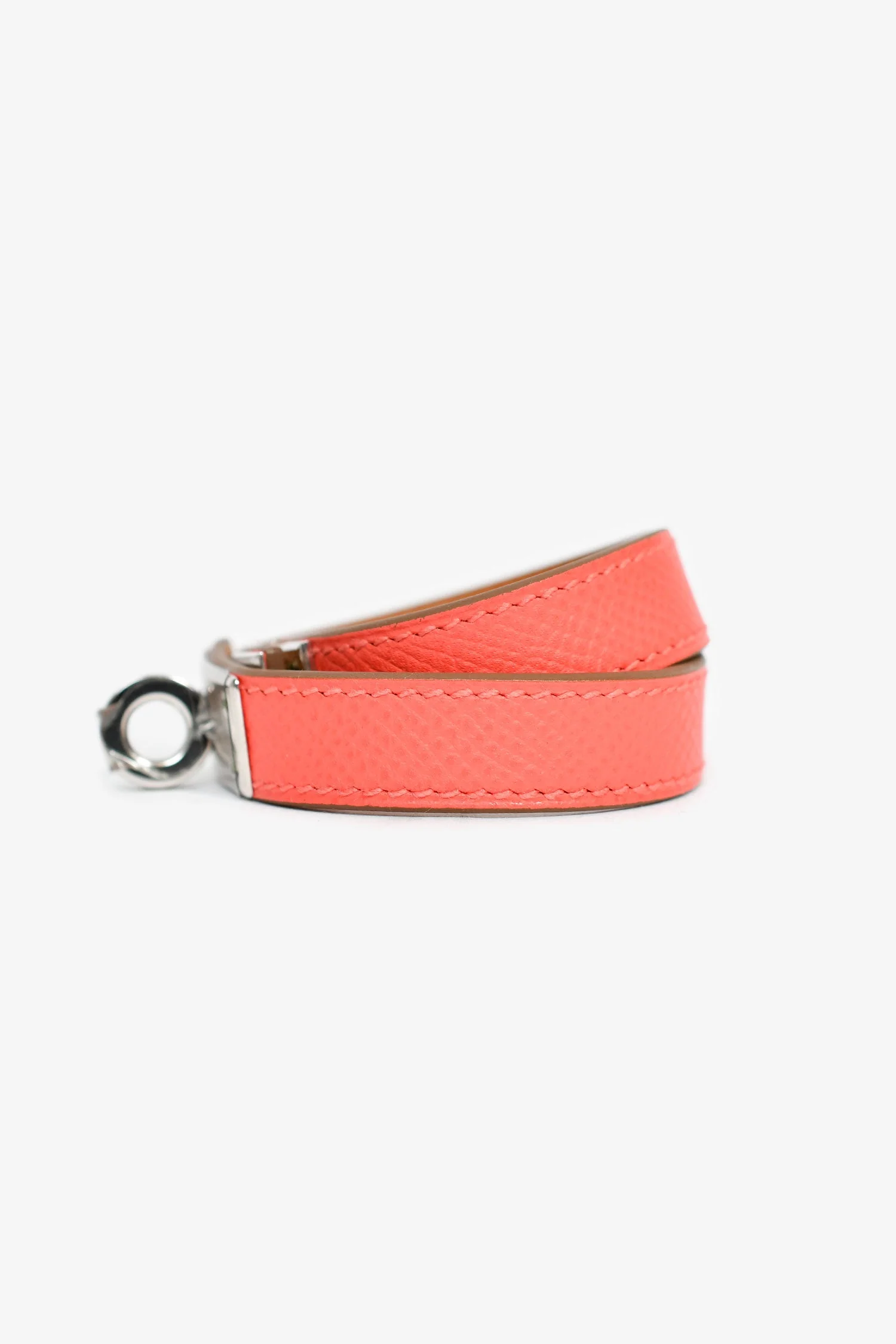 Hermes Coral Leather Double Tour Bracelet - Image 2
