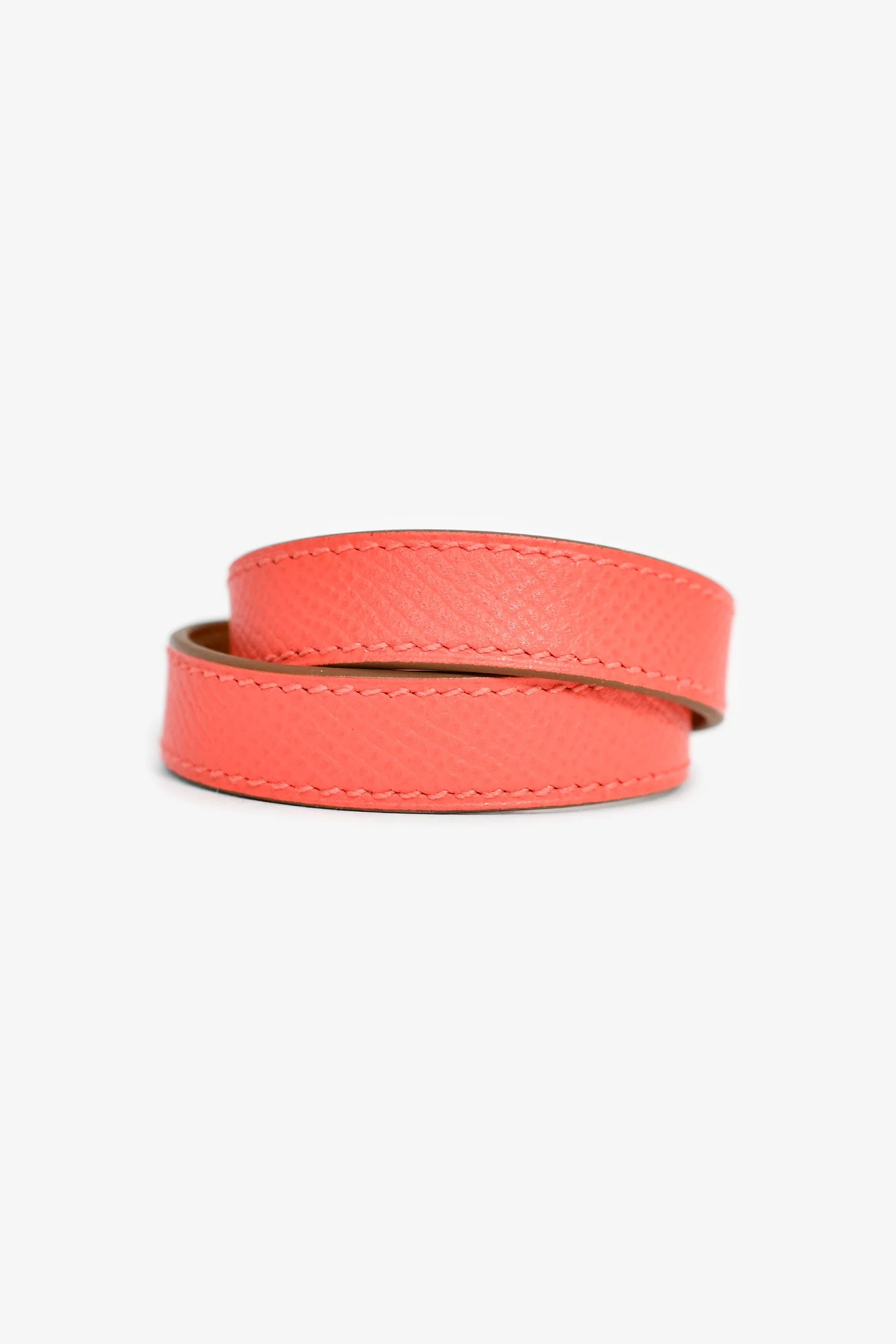 Hermes Coral Leather Double Tour Bracelet - Image 3