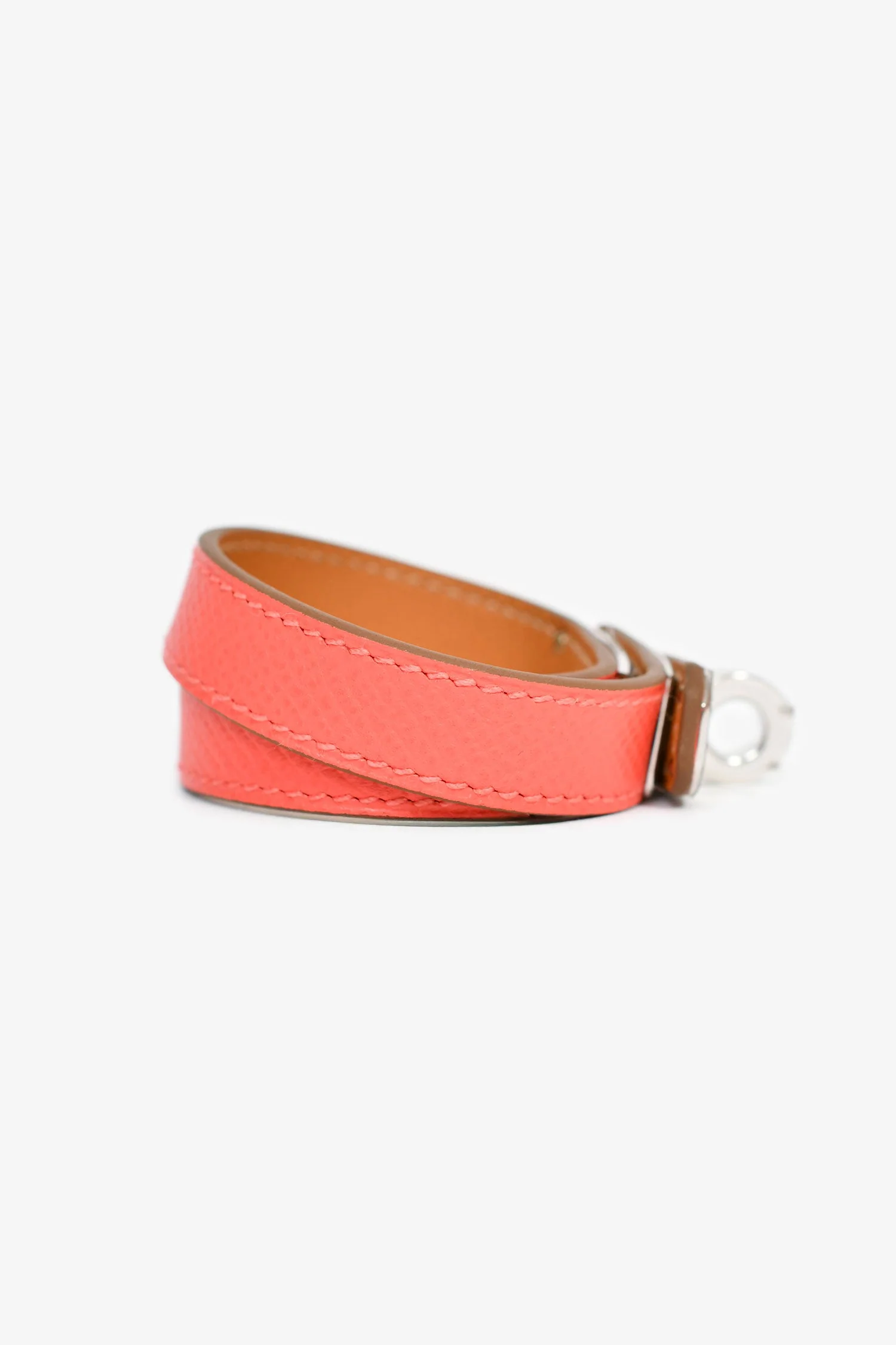 Hermes Coral Leather Double Tour Bracelet - Image 4