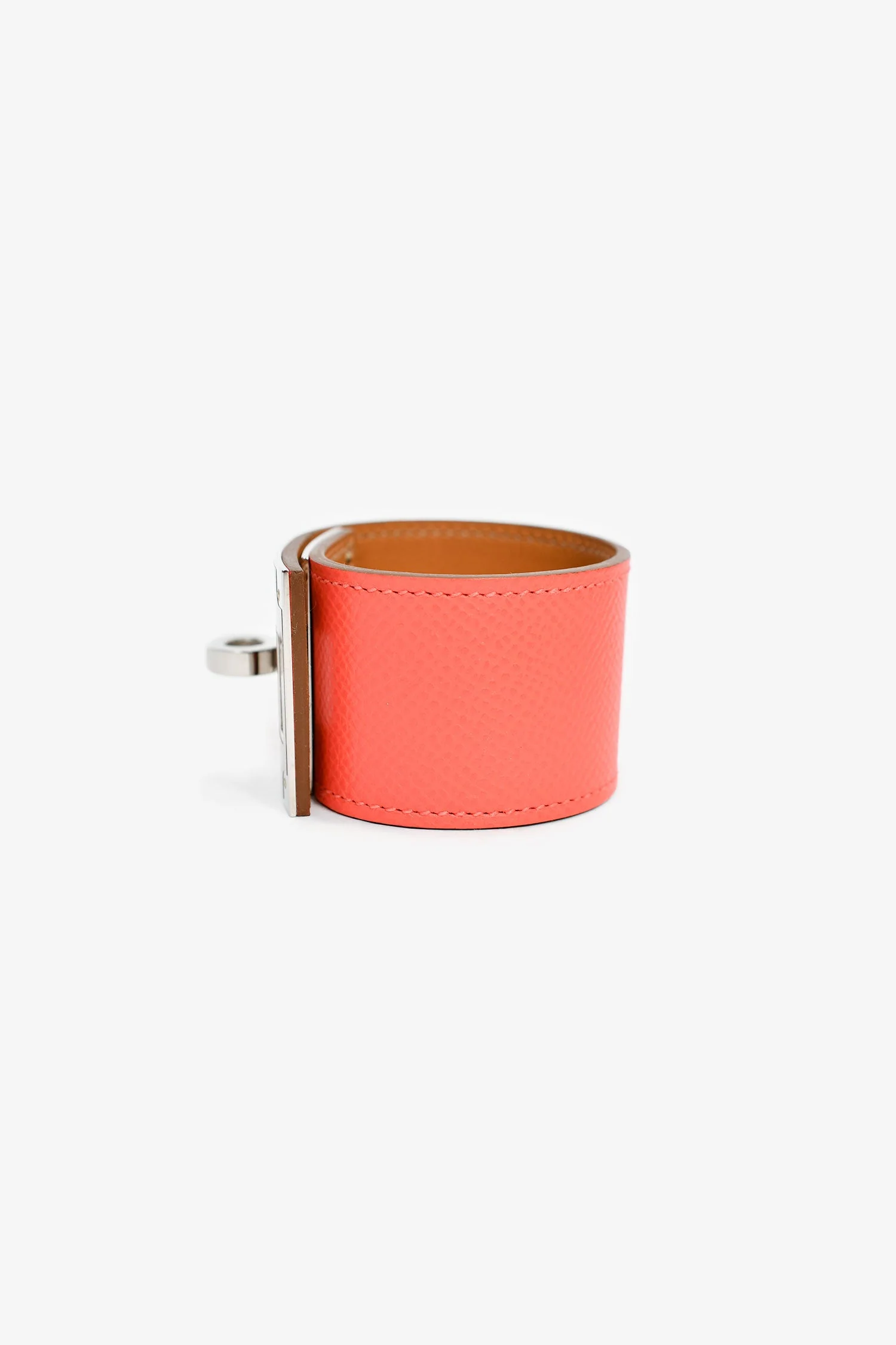 Hermes Coral Leather 'Kelly Dog' Bracelet - Image 2