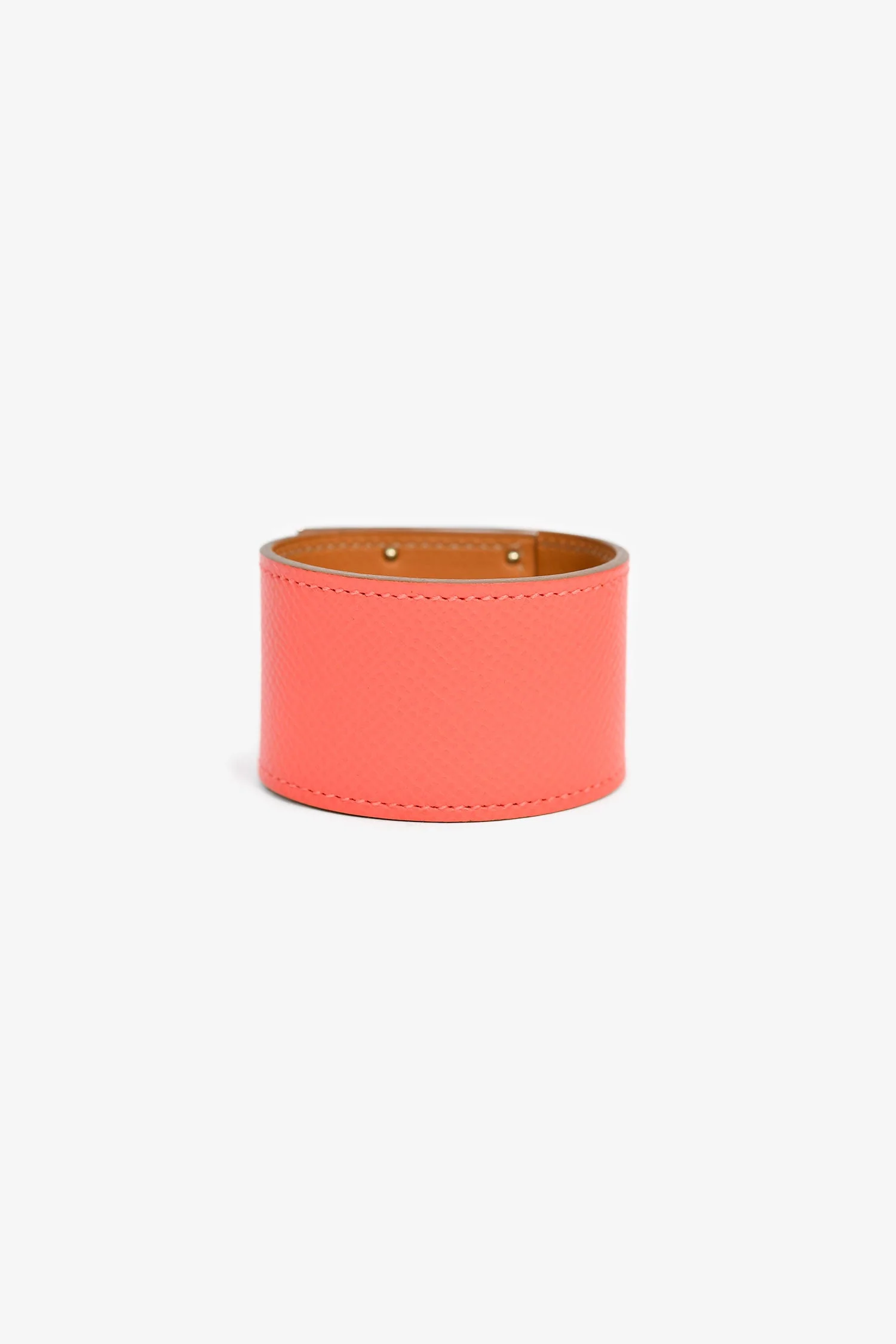 Hermes Coral Leather 'Kelly Dog' Bracelet - Image 3