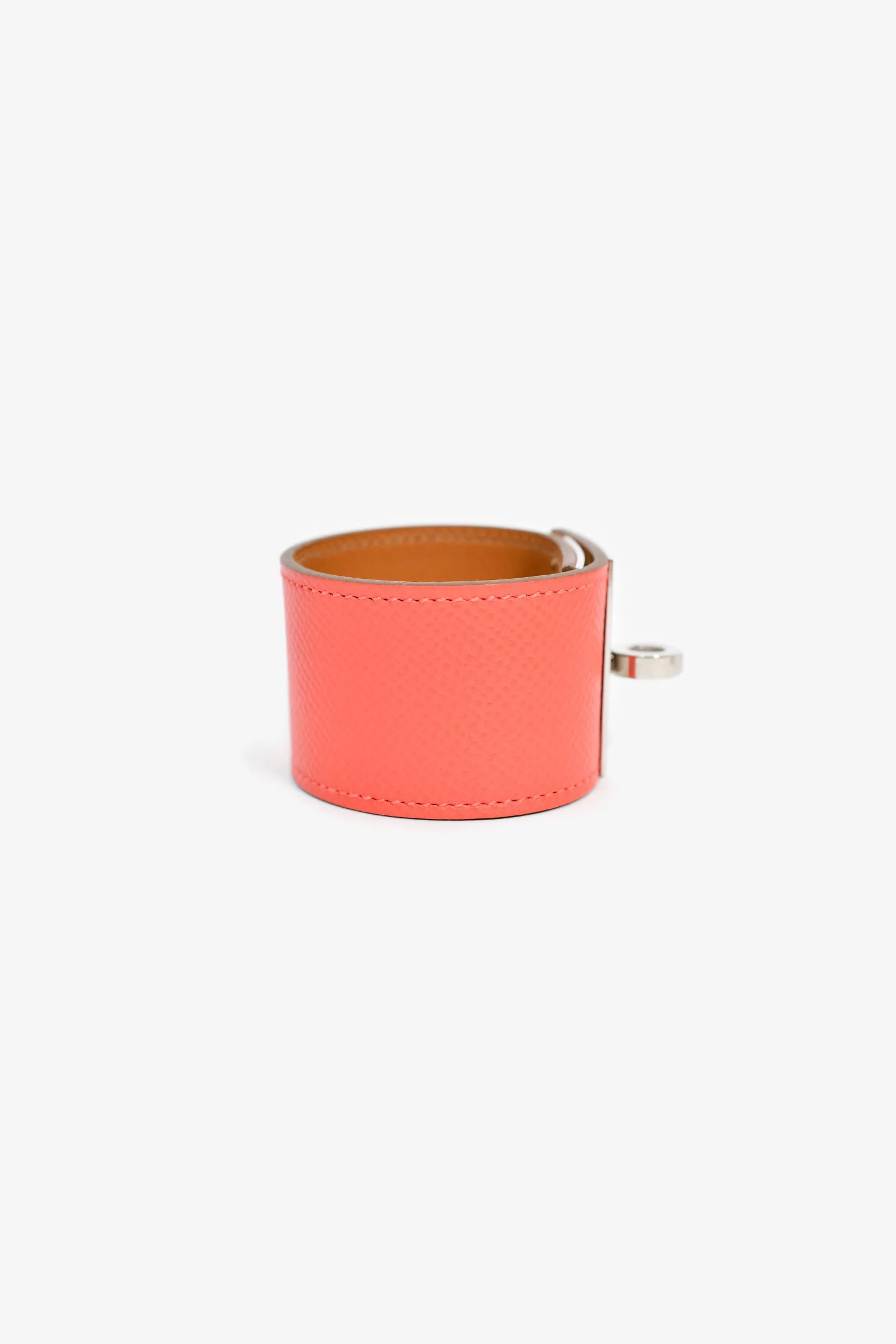 Hermes Coral Leather 'Kelly Dog' Bracelet - Image 4