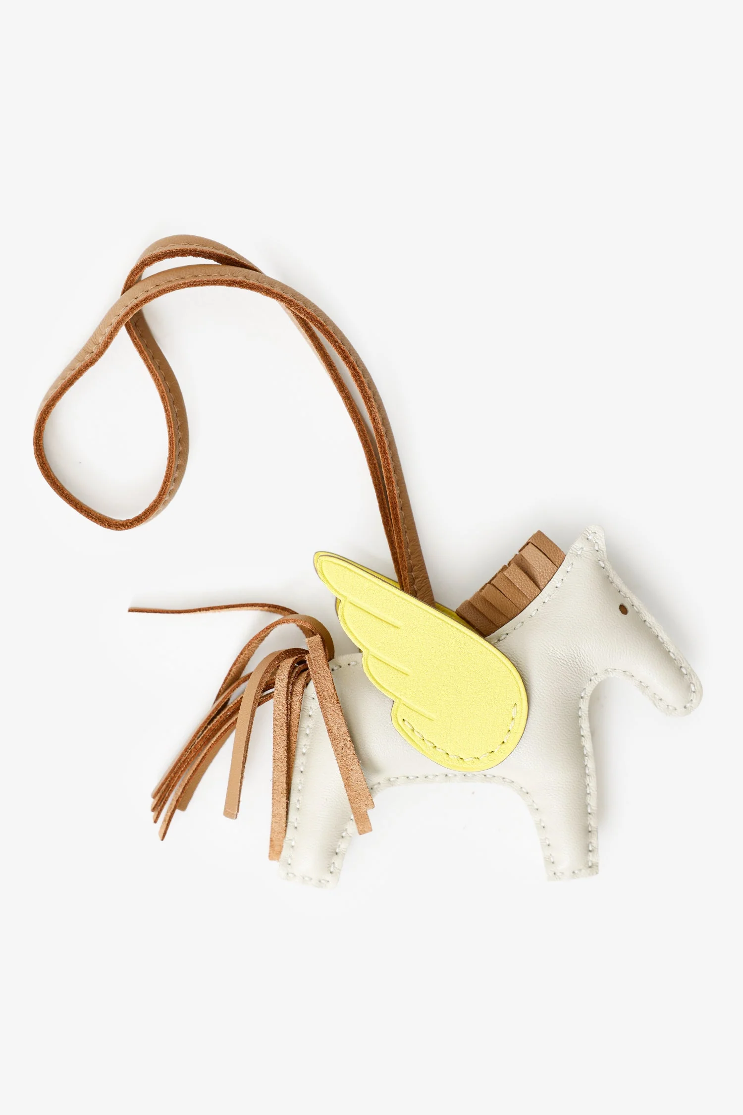 Hermès Craie/Chai/Lime Leather Rodeo Pegase PM Bag Charm - Image 2