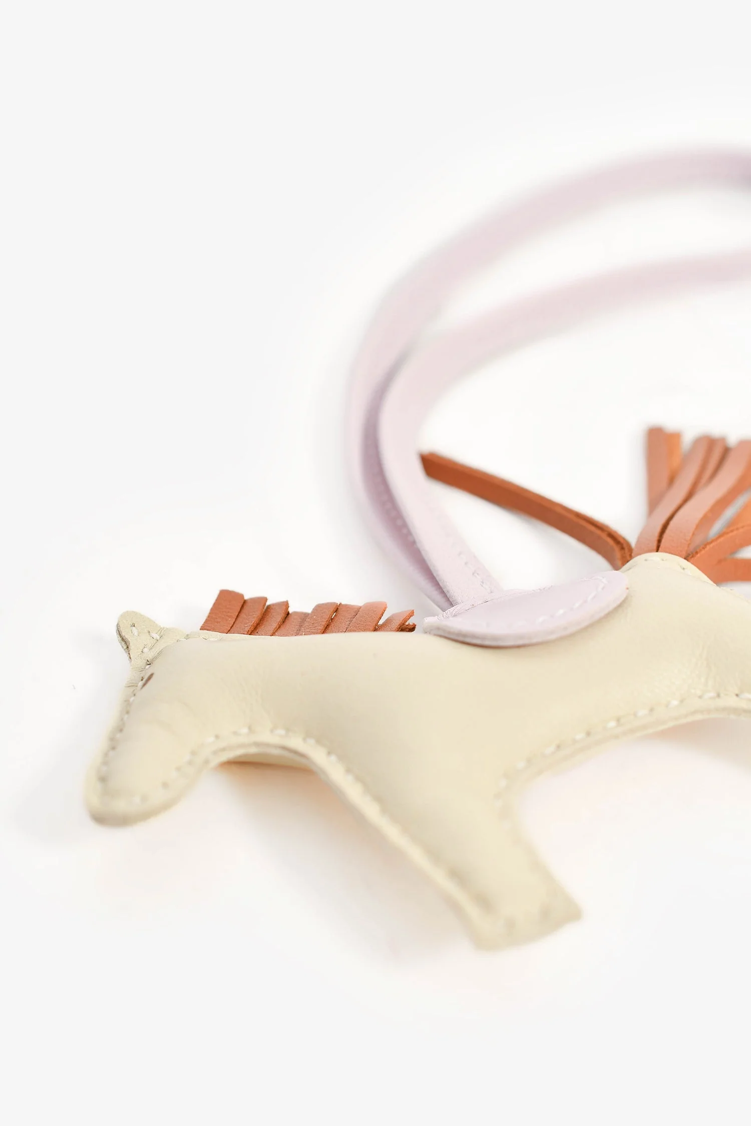 Hermès Cream/Pink Brown Leather Rodeo PM Bag Charm - Image 2