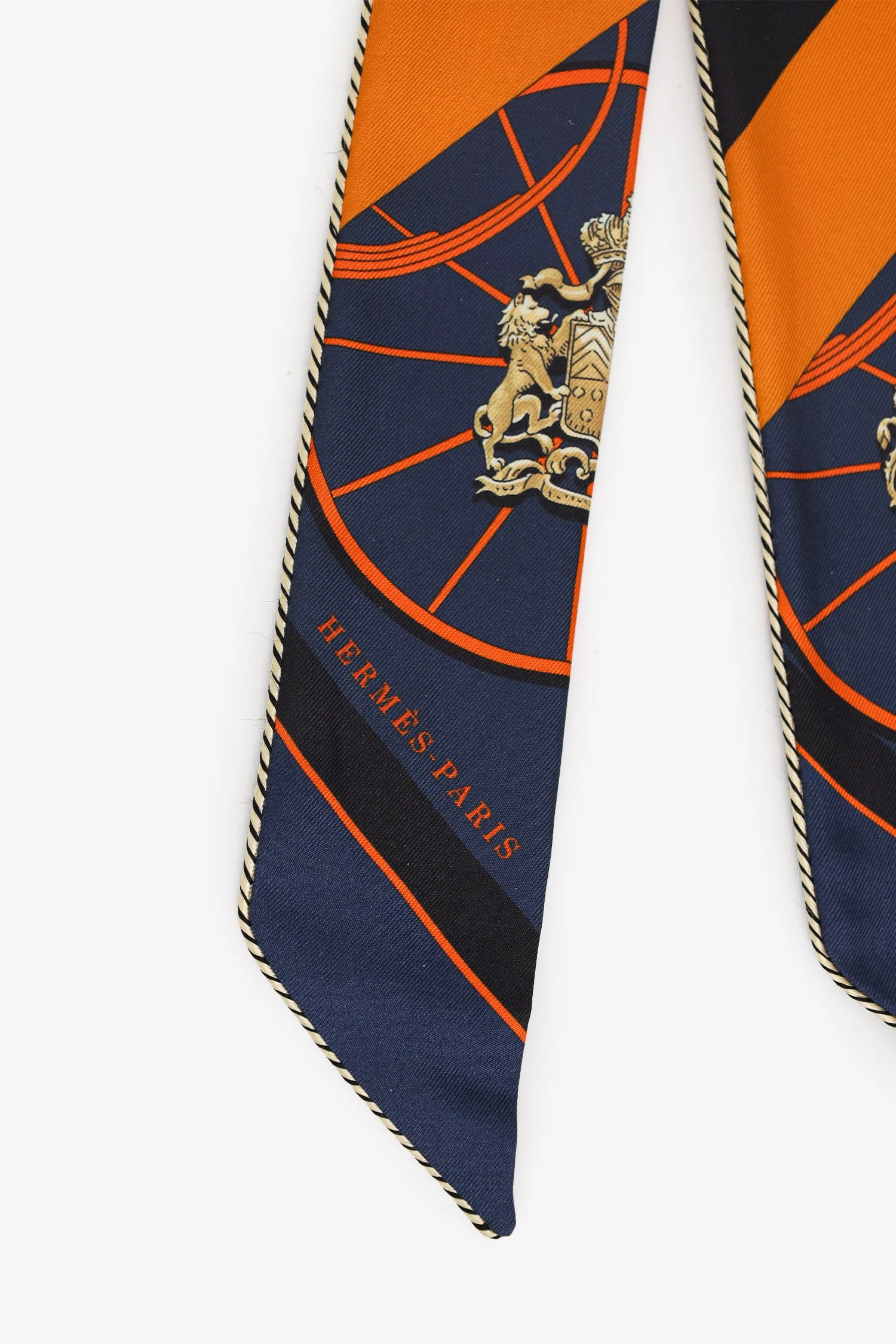 Hermès Dark Blue Springs Baguette Silk Twilly Scarf - Image 2