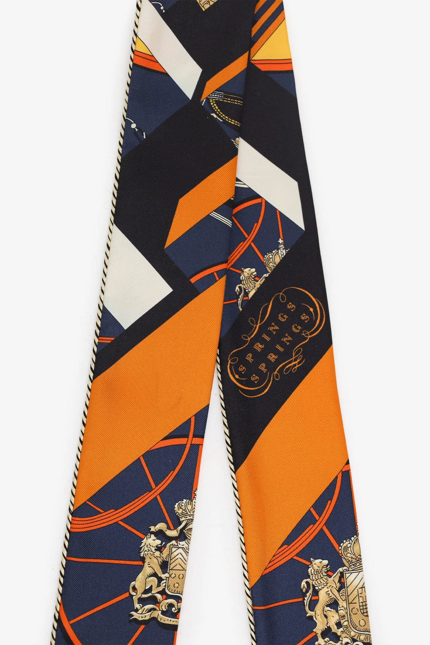 Hermès Dark Blue Springs Baguette Silk Twilly Scarf - Image 3