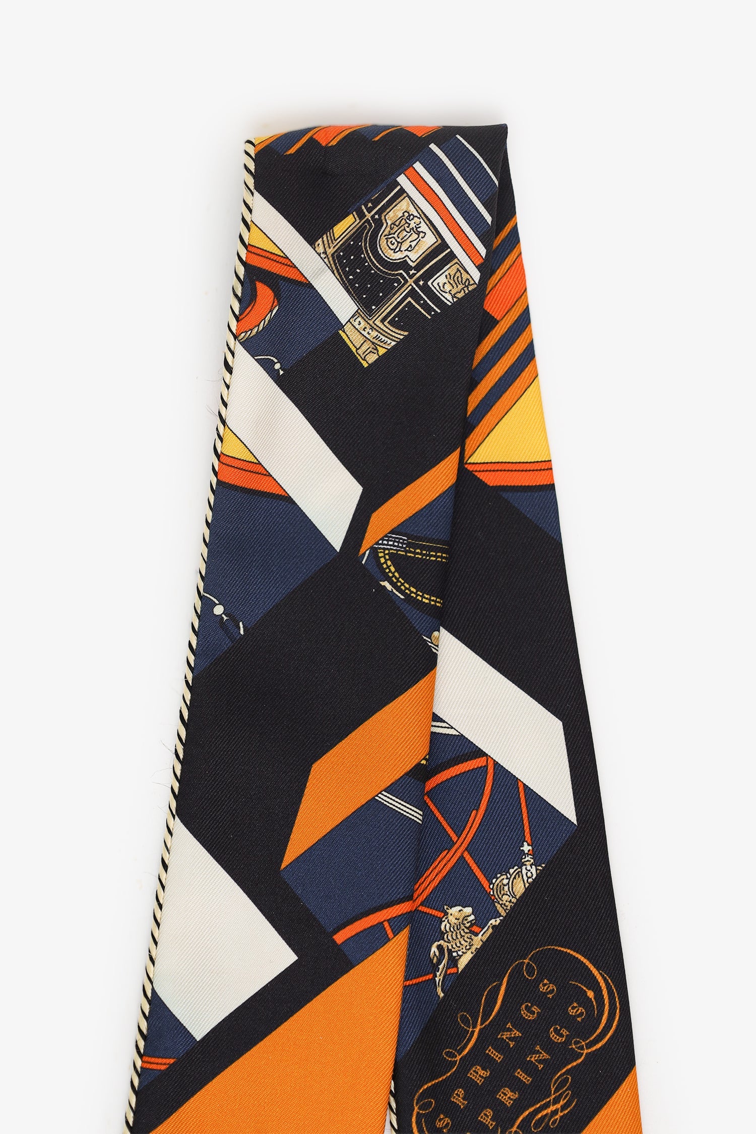 Hermès Dark Blue Springs Baguette Silk Twilly Scarf - Image 4
