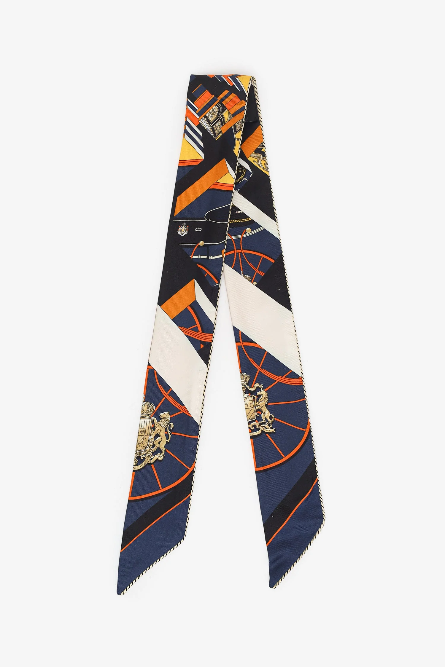 Hermès Dark Blue Springs Baguette Silk Twilly Scarf - Image 5