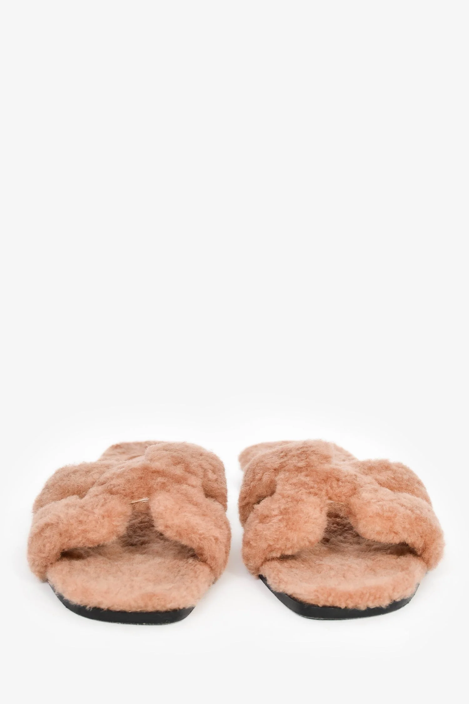 Hermès Dusty Rose Shearling Oran Sandals Size 38.5 - Image 3