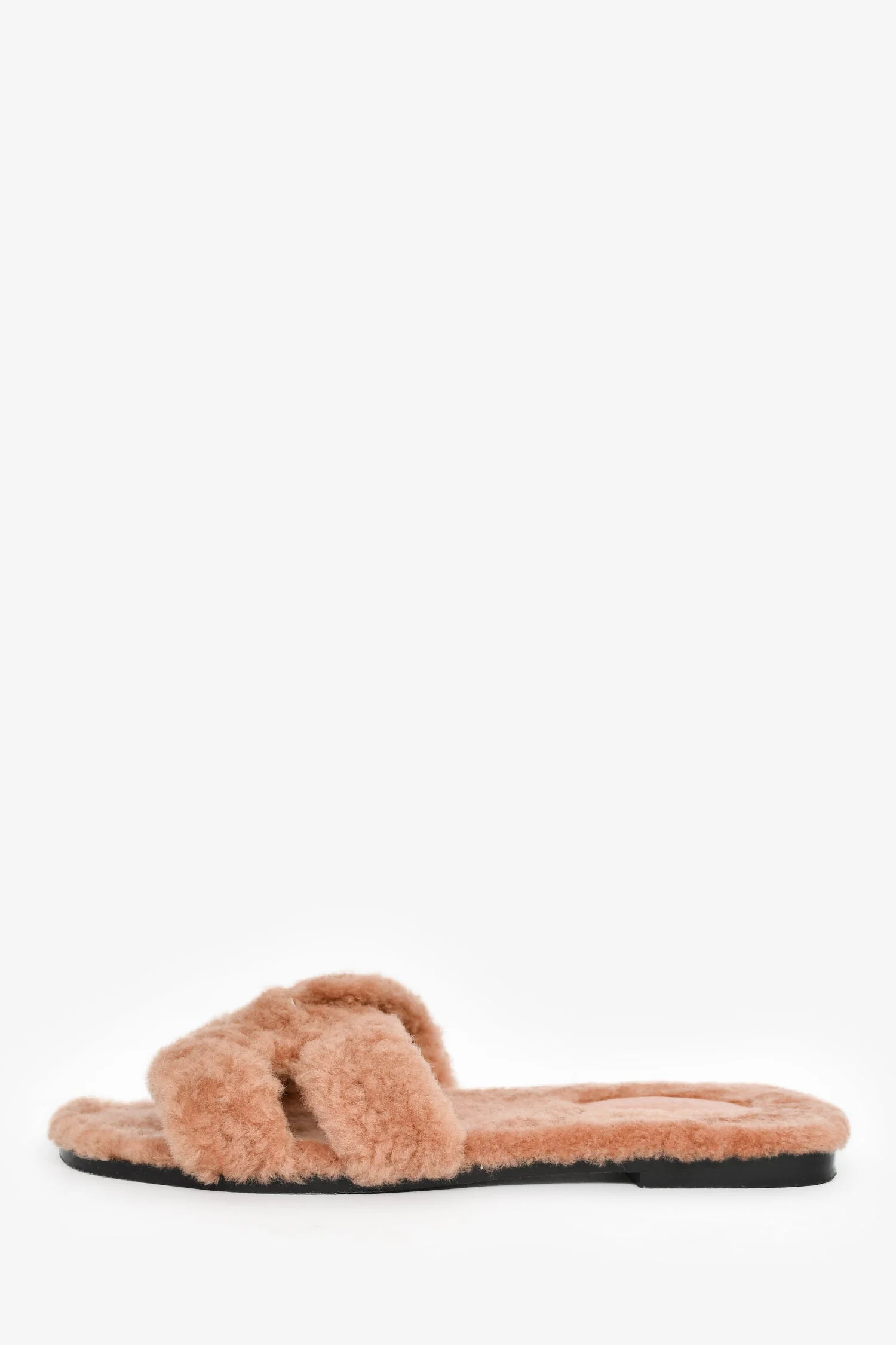 Hermès Dusty Rose Shearling Oran Sandals Size 38.5 - Image 4