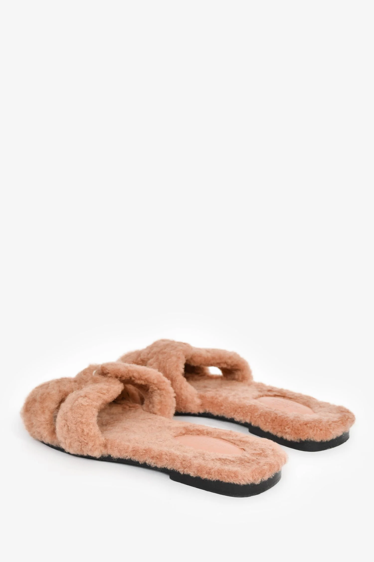 Hermès Dusty Rose Shearling Oran Sandals Size 38.5 - Image 5