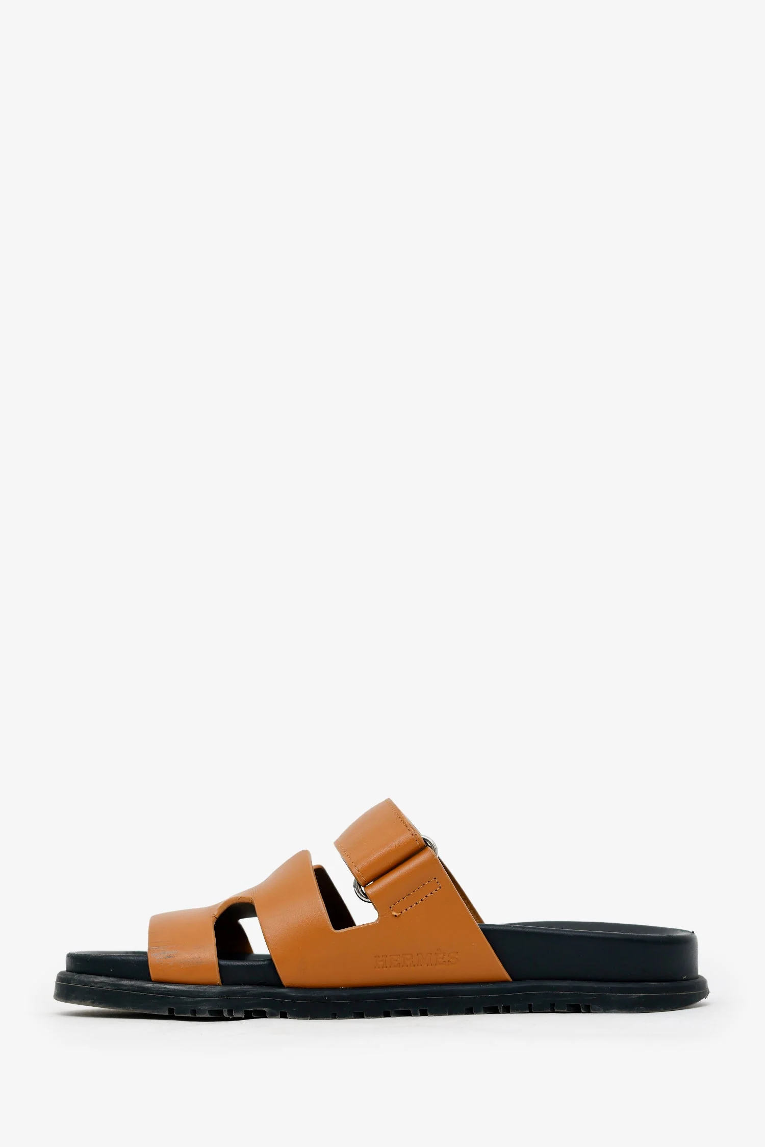 Hermès Gold/Black Leather 'Chypre' Sandals Size 39.5 - Image 5