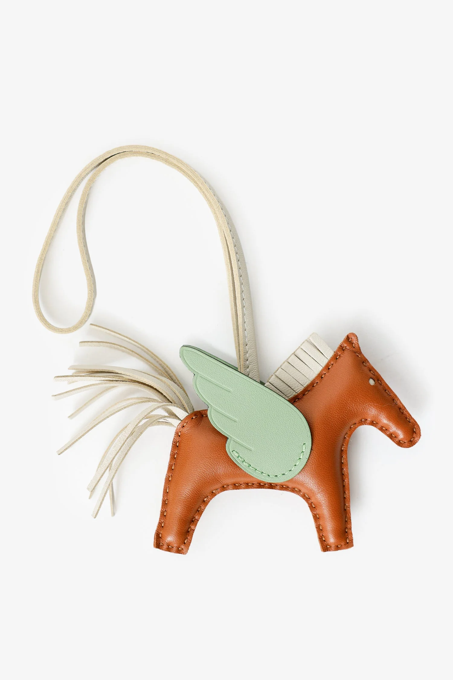Hermès Gold/Green Leather Rodeo Pegase PM Bag Charm - Image 2