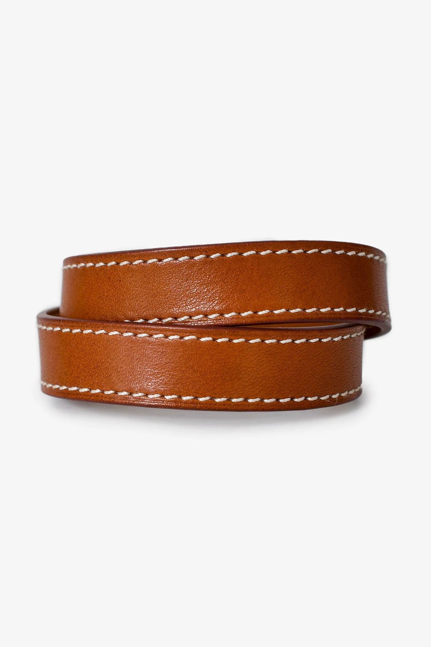 Hermès Gold Leather/Silver Tone Double Tour Kelly Bracelet Size XS - Image 3