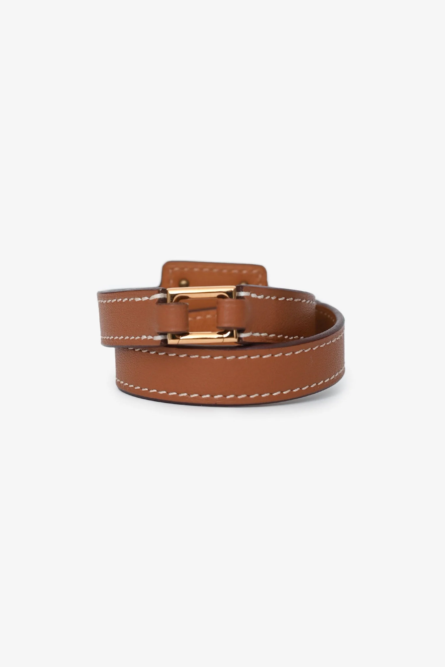 Hermès Gold Swift Leather Double Tour O'Kelly Bracelet - Image 3