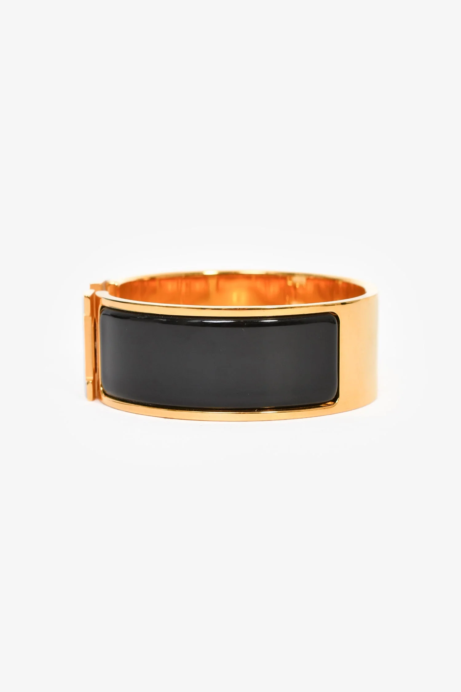 Hermès Gold Toned/Black Clic Clac Bracelet - Image 4