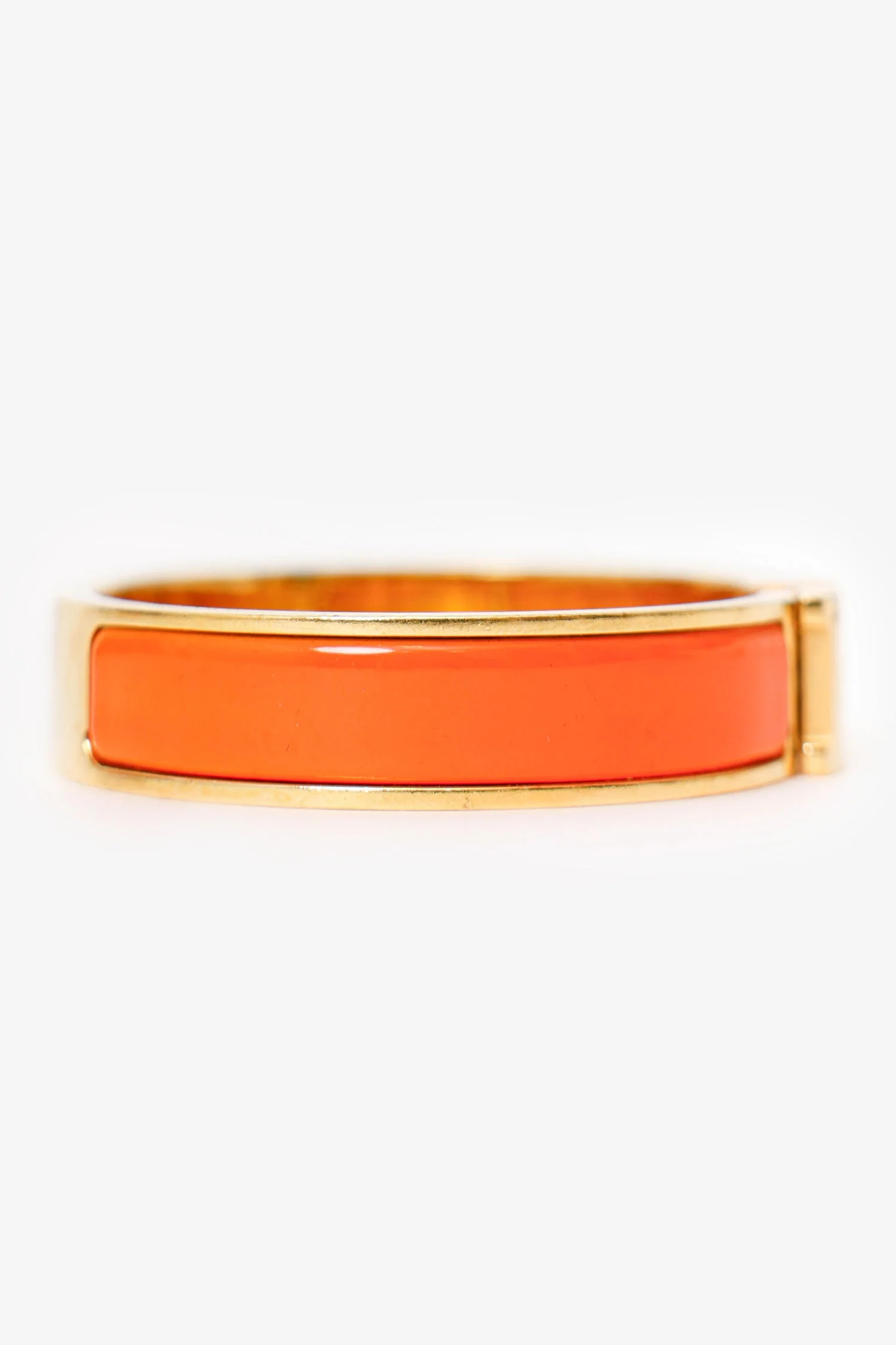 Hermès Gold-toned/Orange Enamel Clic Bracelet - Image 2