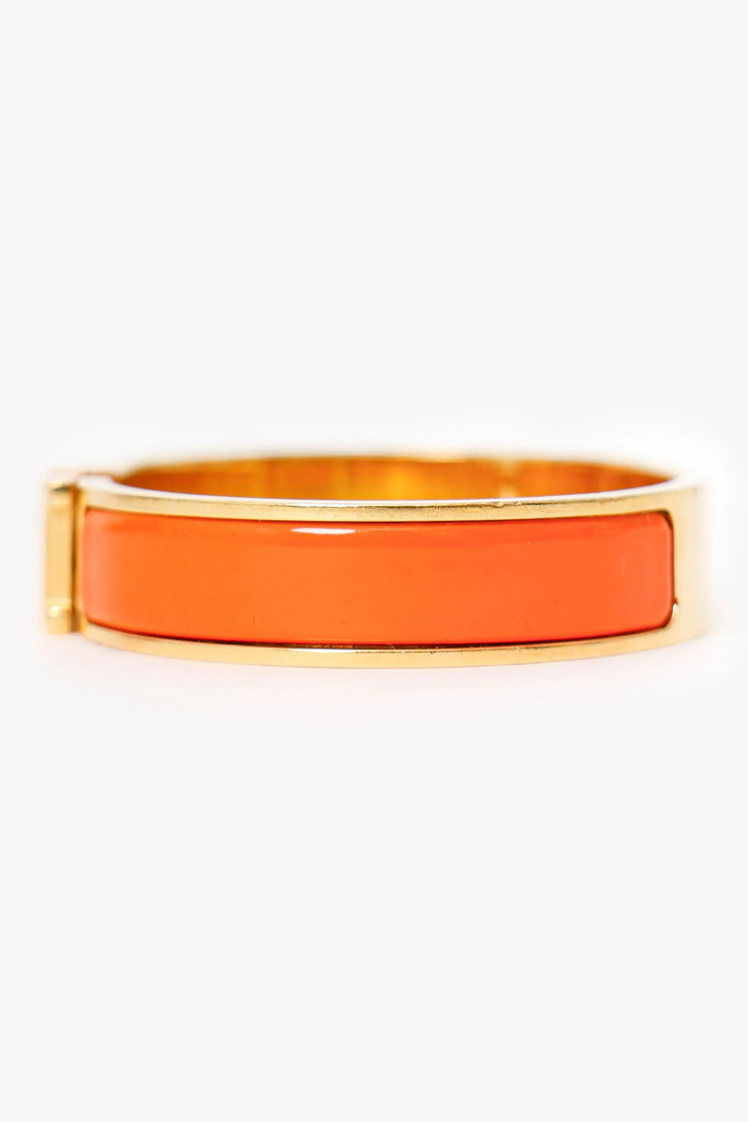 Hermès Gold-toned/Orange Enamel Clic Bracelet - Image 4