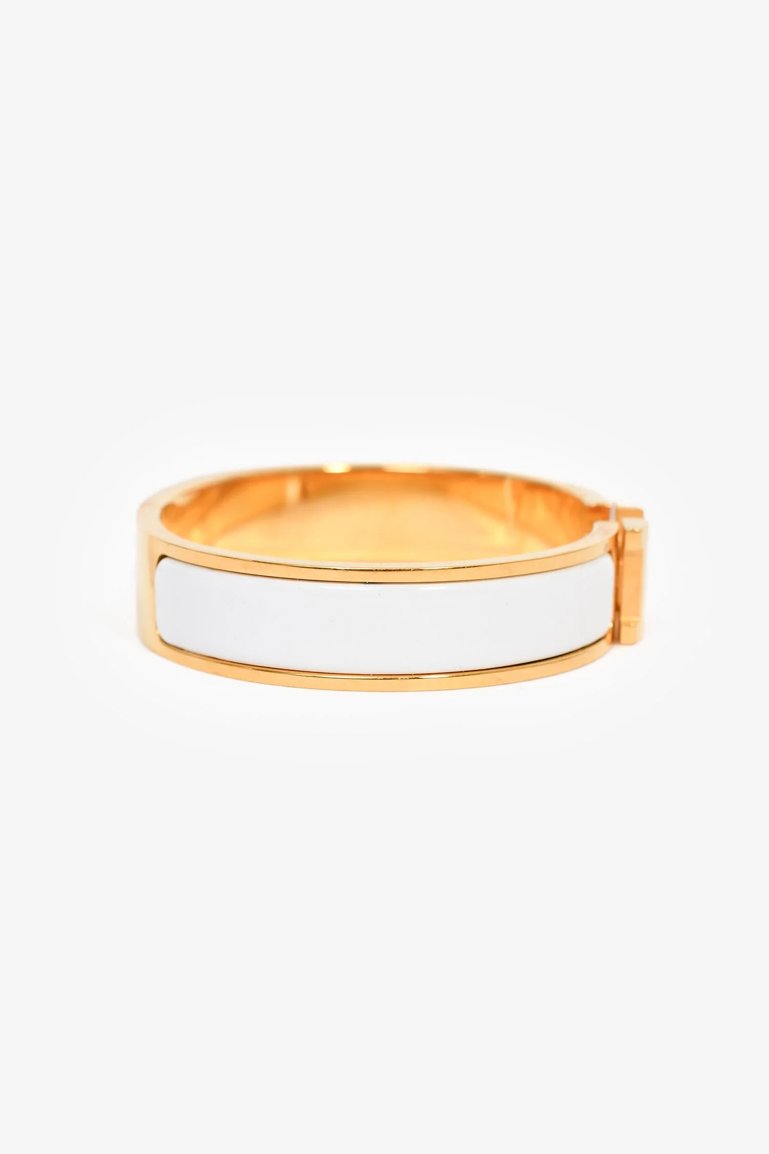 Hermès Gold Toned/White Clic Bracelet - Image 2