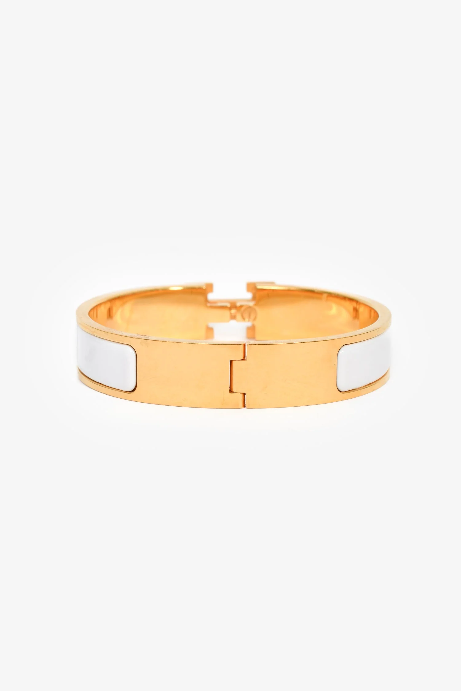 Hermès Gold Toned/White Clic Bracelet - Image 3