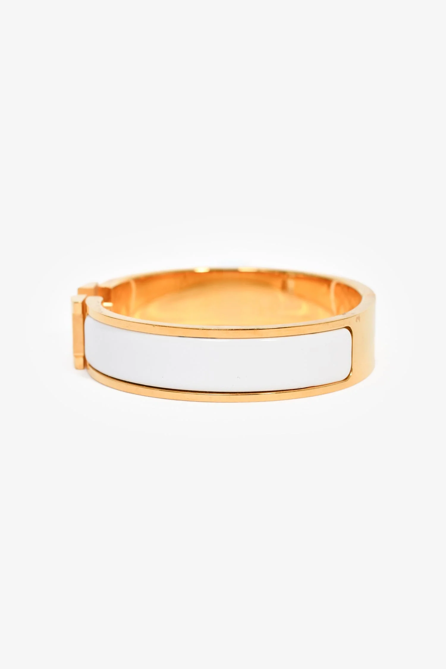 Hermès Gold Toned/White Clic Bracelet - Image 4