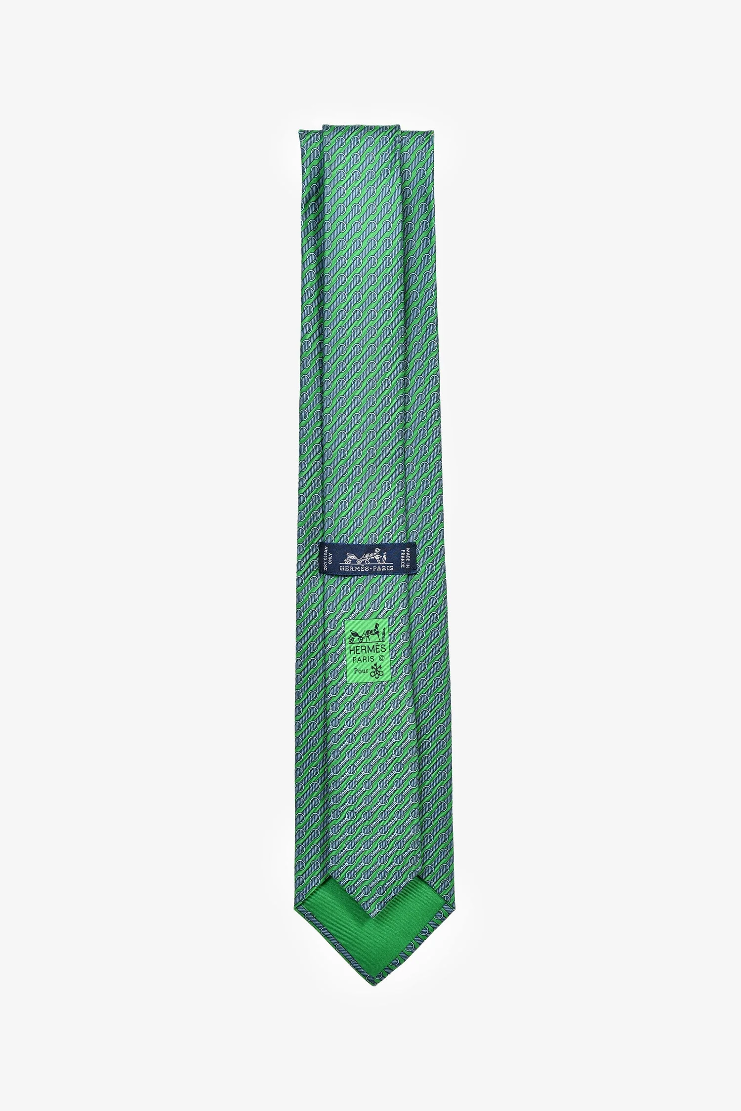 Hermès Green/Blue Silk Tie - Image 2
