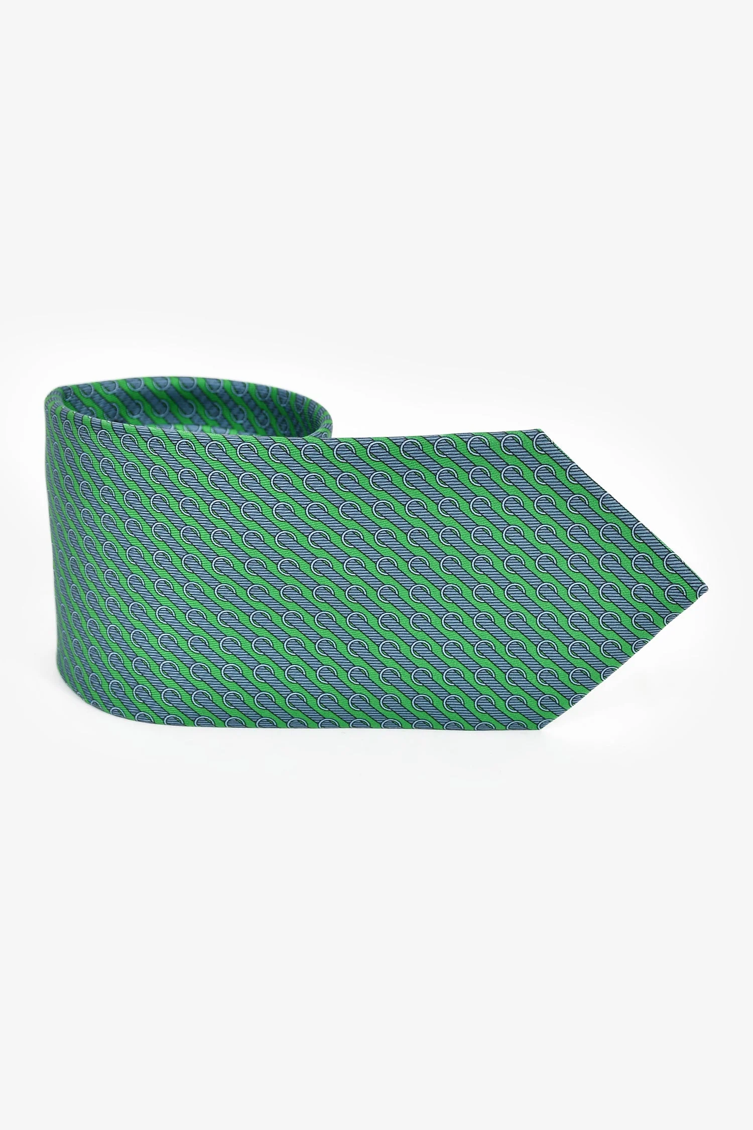Hermès Green/Blue Silk Tie - Image 3