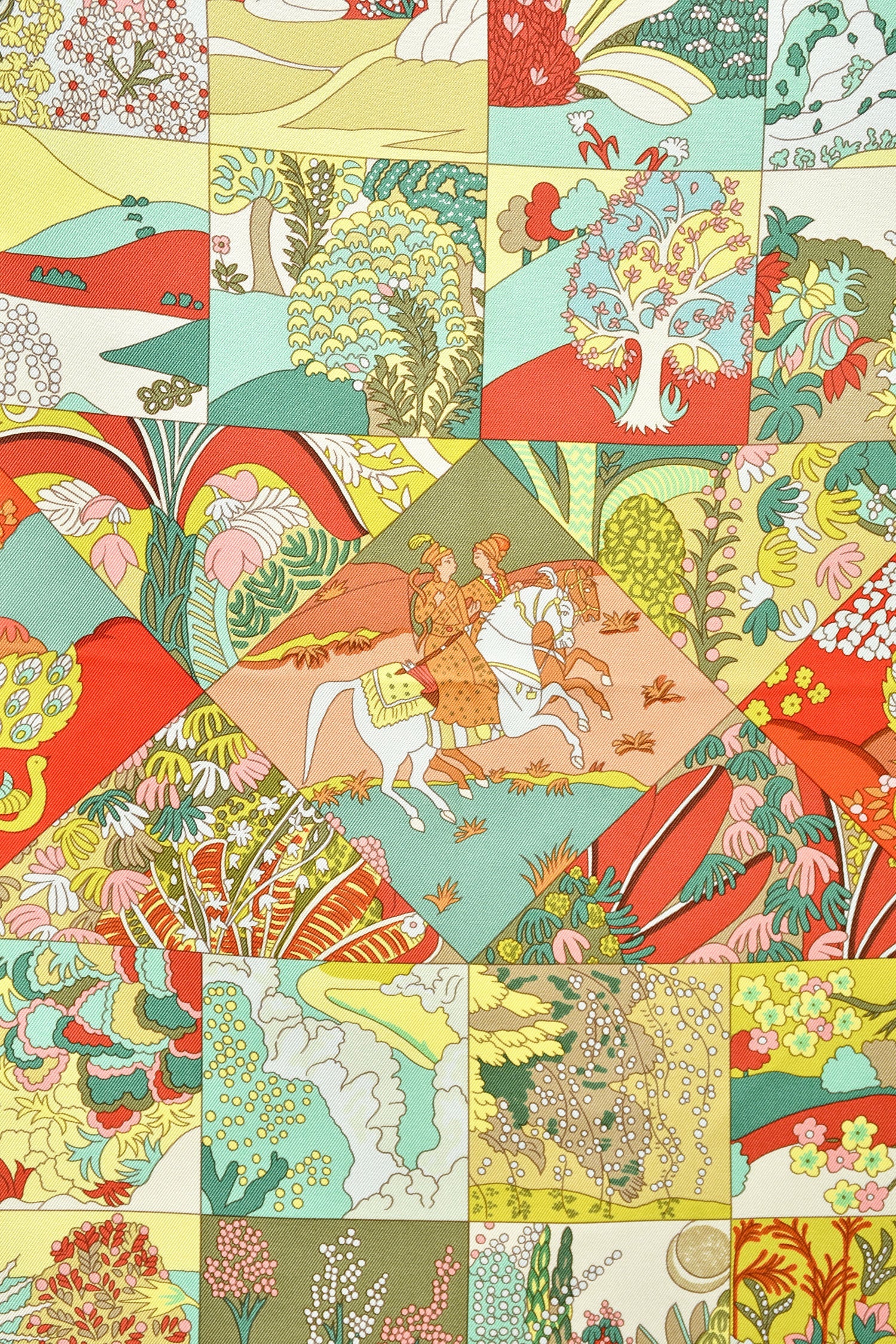 Hermès Green/Multicolour Silk 'Tout En Quilt' Scarf 90 - Image 3