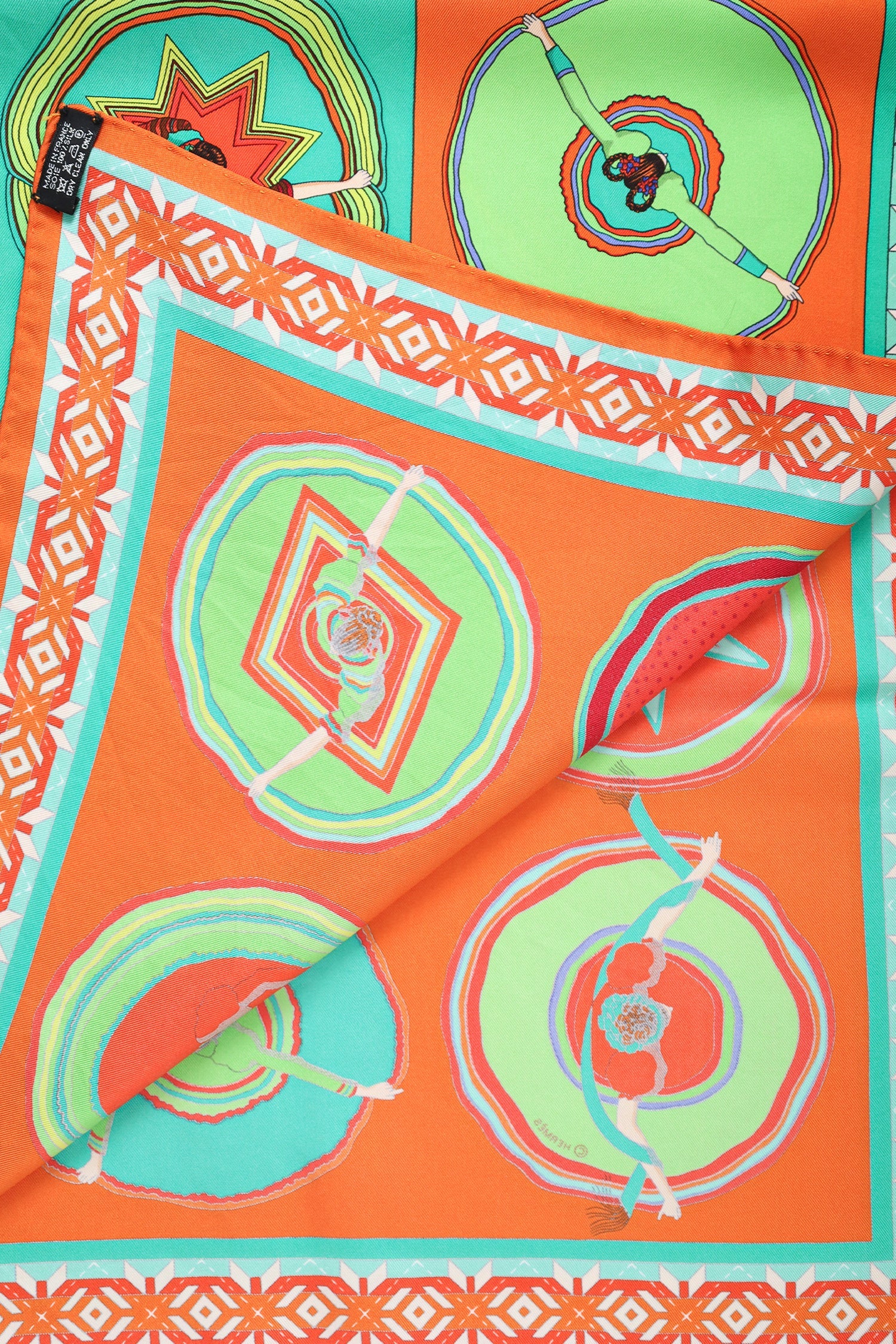 Hermès Green/Orange Silk Belles du Mexique Scarf Size 90cm - Image 2