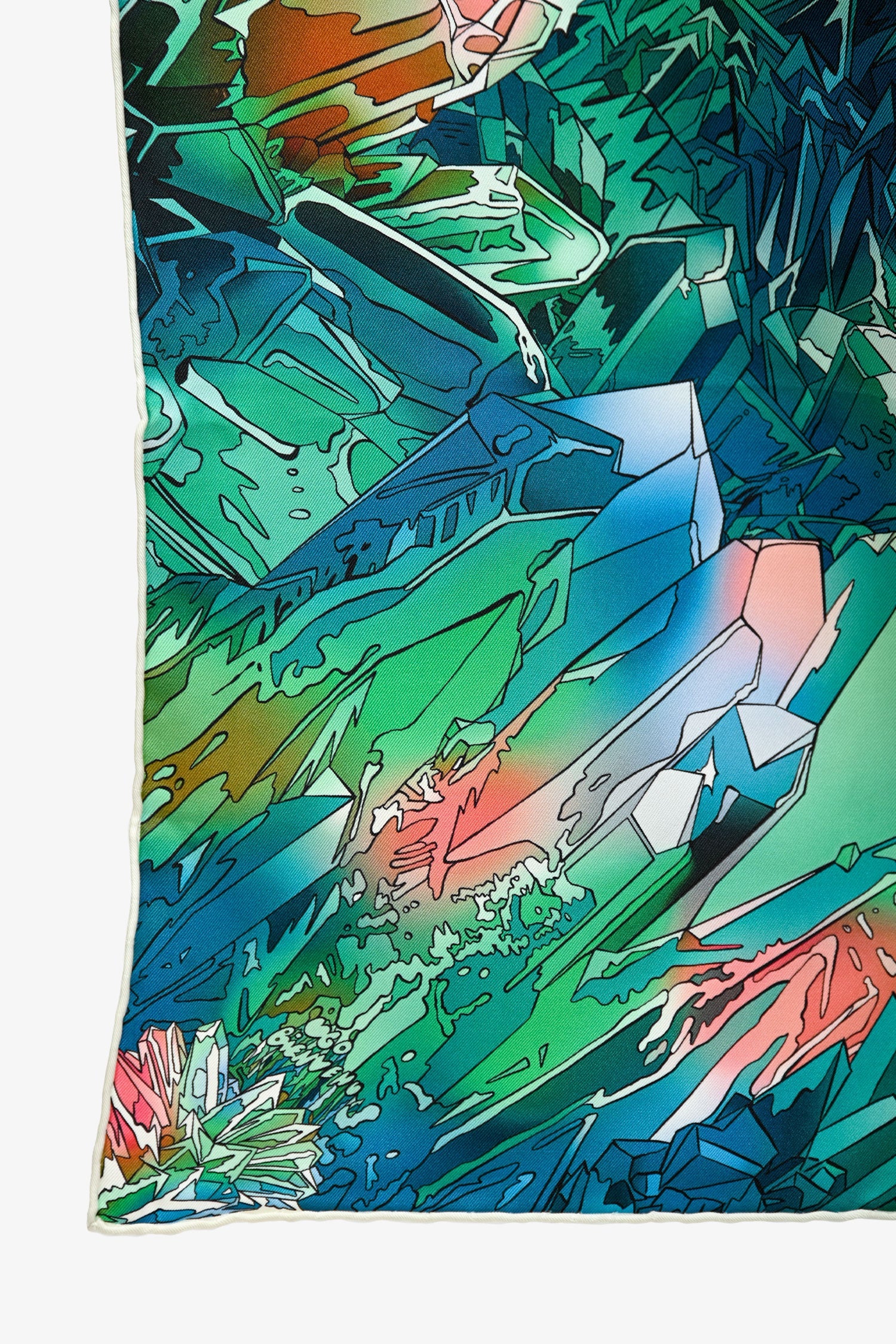 Hermès Green Silk 'La Vallés De Cristal' Scarf 90 - Image 3