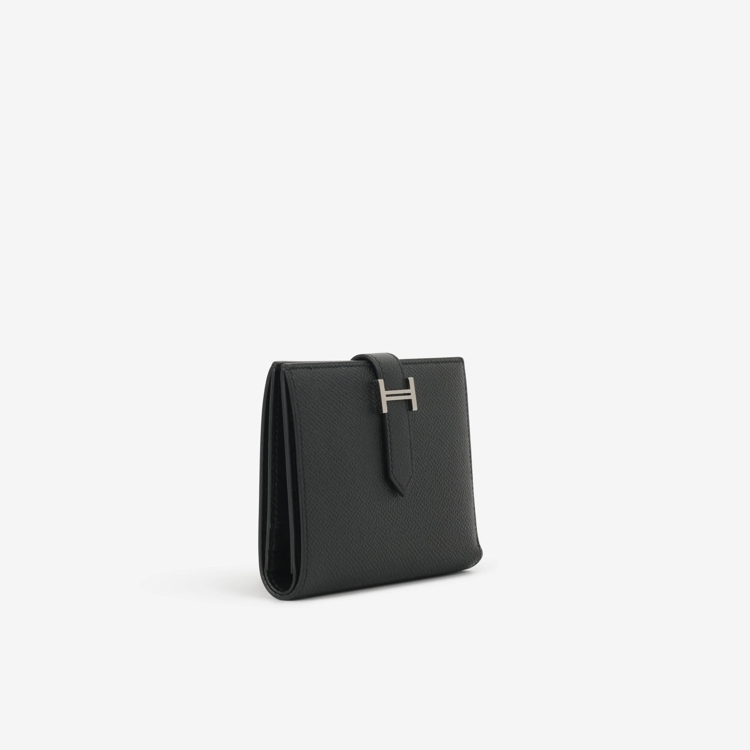 Hermès Bearn Compact Wallet - Black Epsom | Palladium Hardware - Image 2